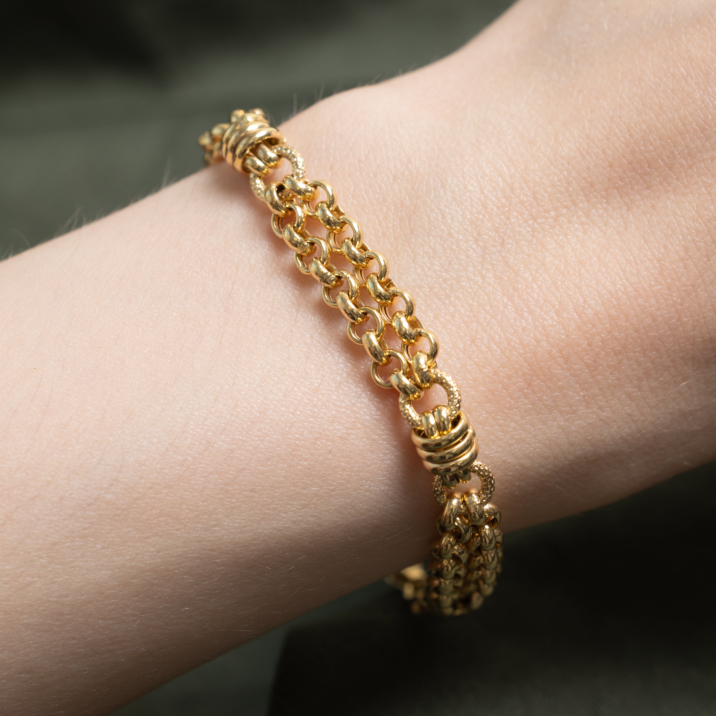 9k Yellow Gold Layered Rolo Chain Bracelet | 7"