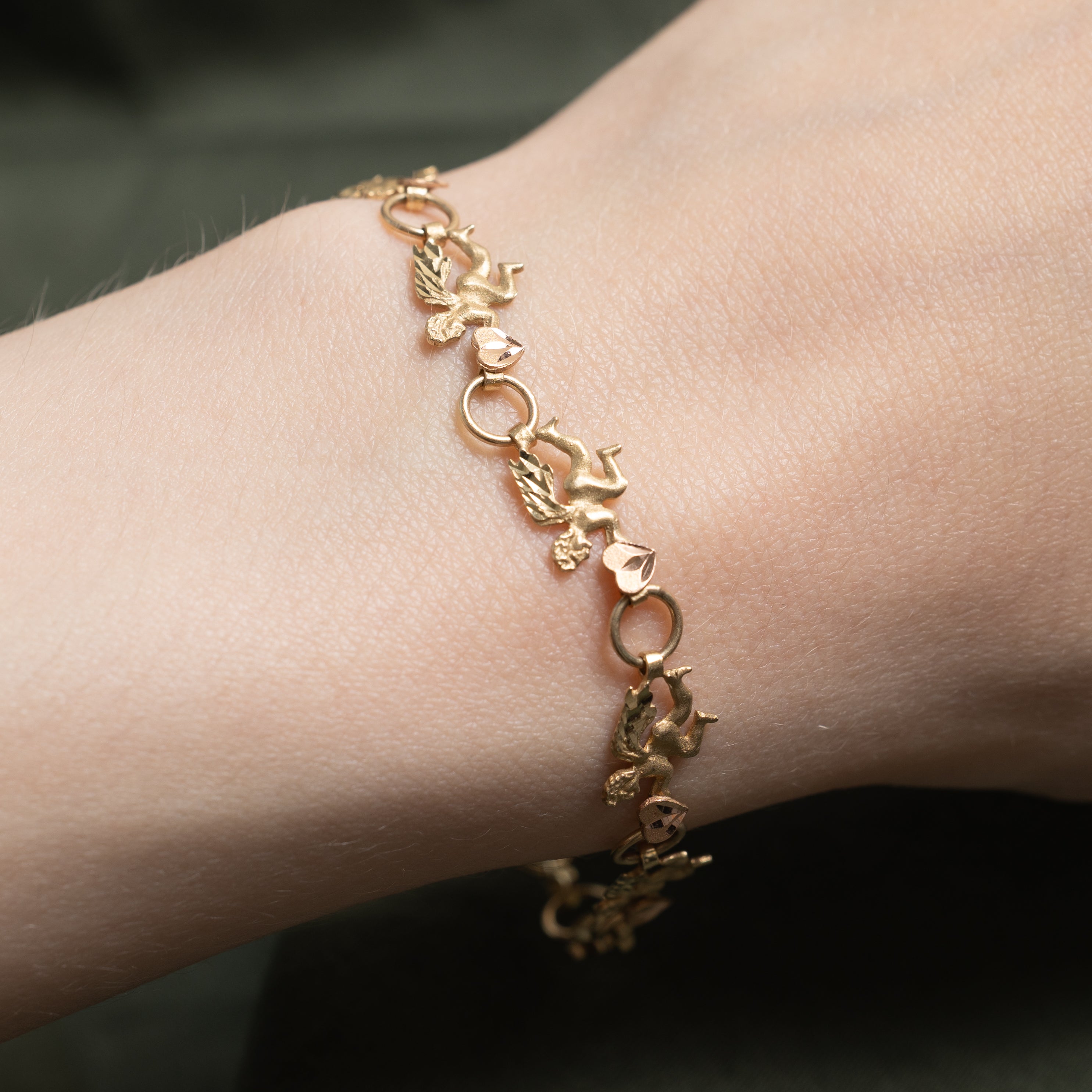 10k Yellow Gold Cherub Chain Bracelet | 7"