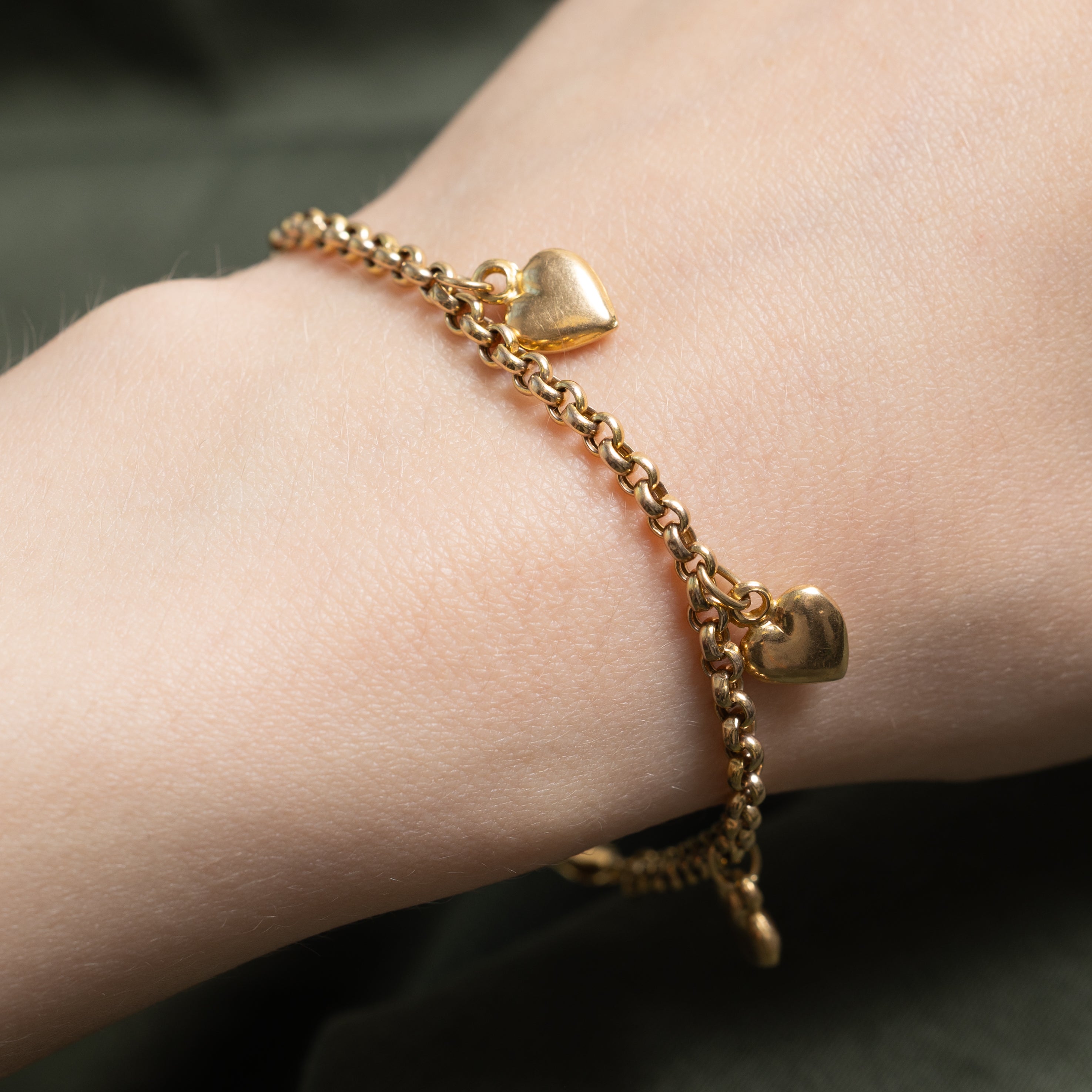 14k Yellow Gold Heart Charm Bracelet | 7"