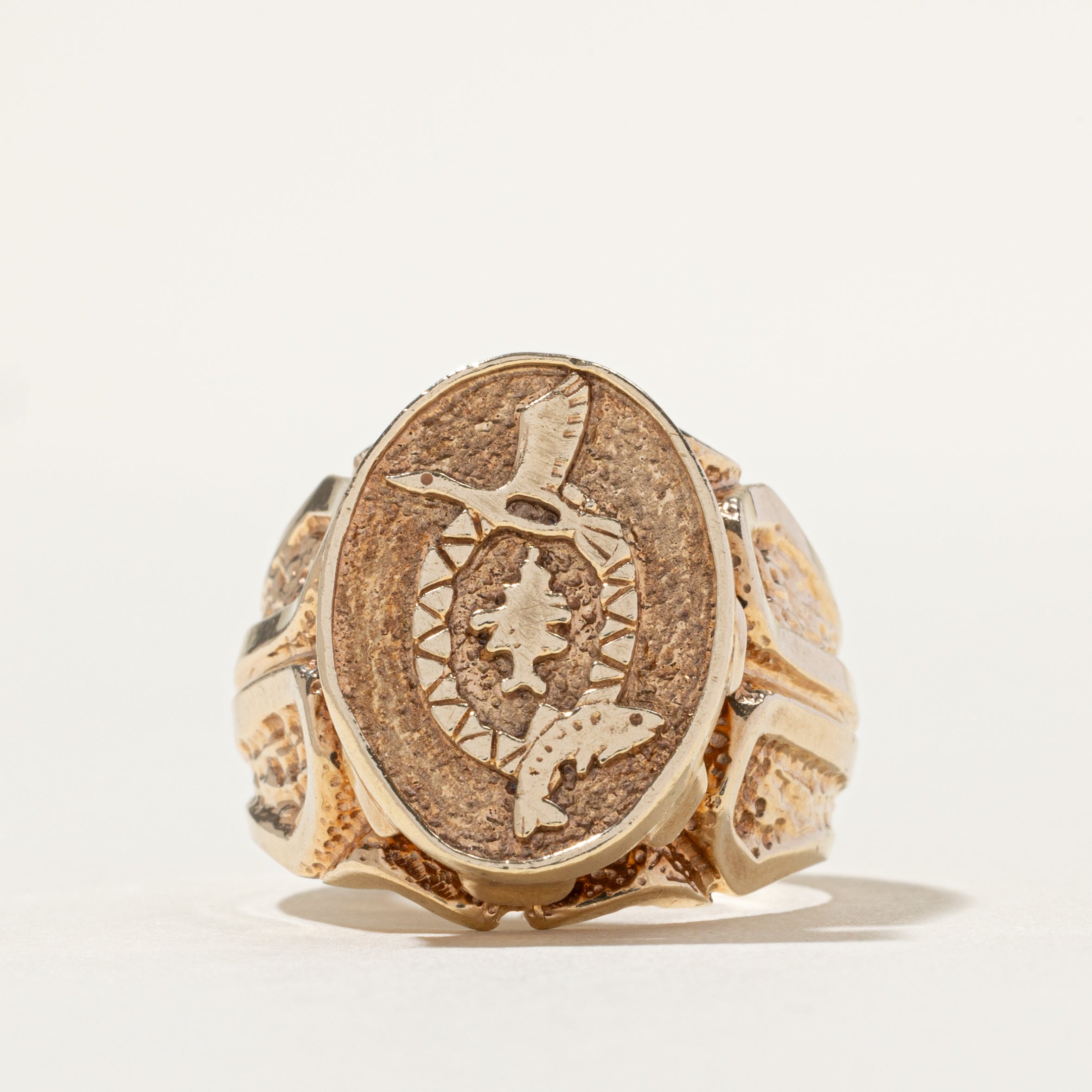 10k Yellow Gold Animals Signet Ring | SZ 9.5
