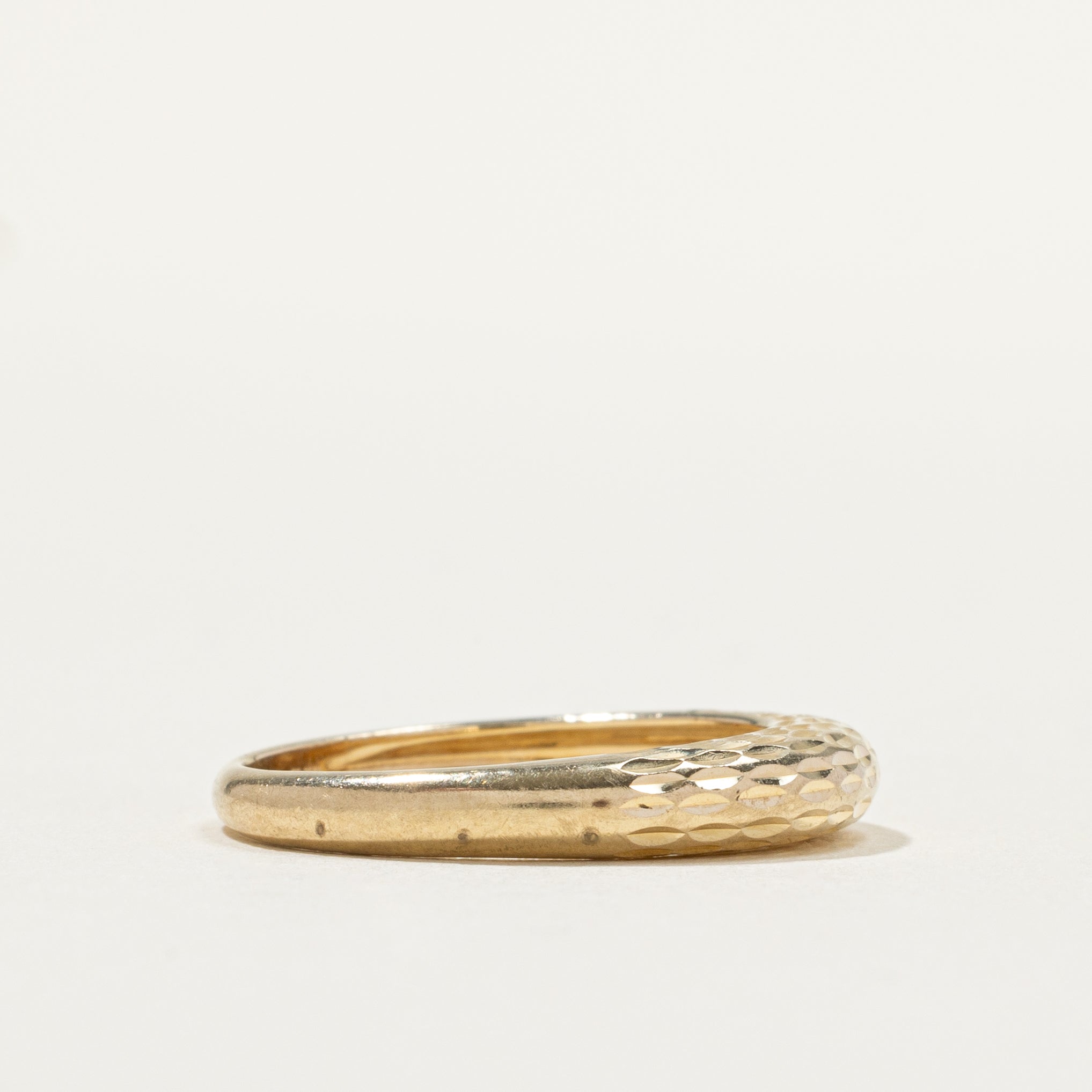 10k Yellow Gold Textured Thin Dome Ring | SZ 6.25