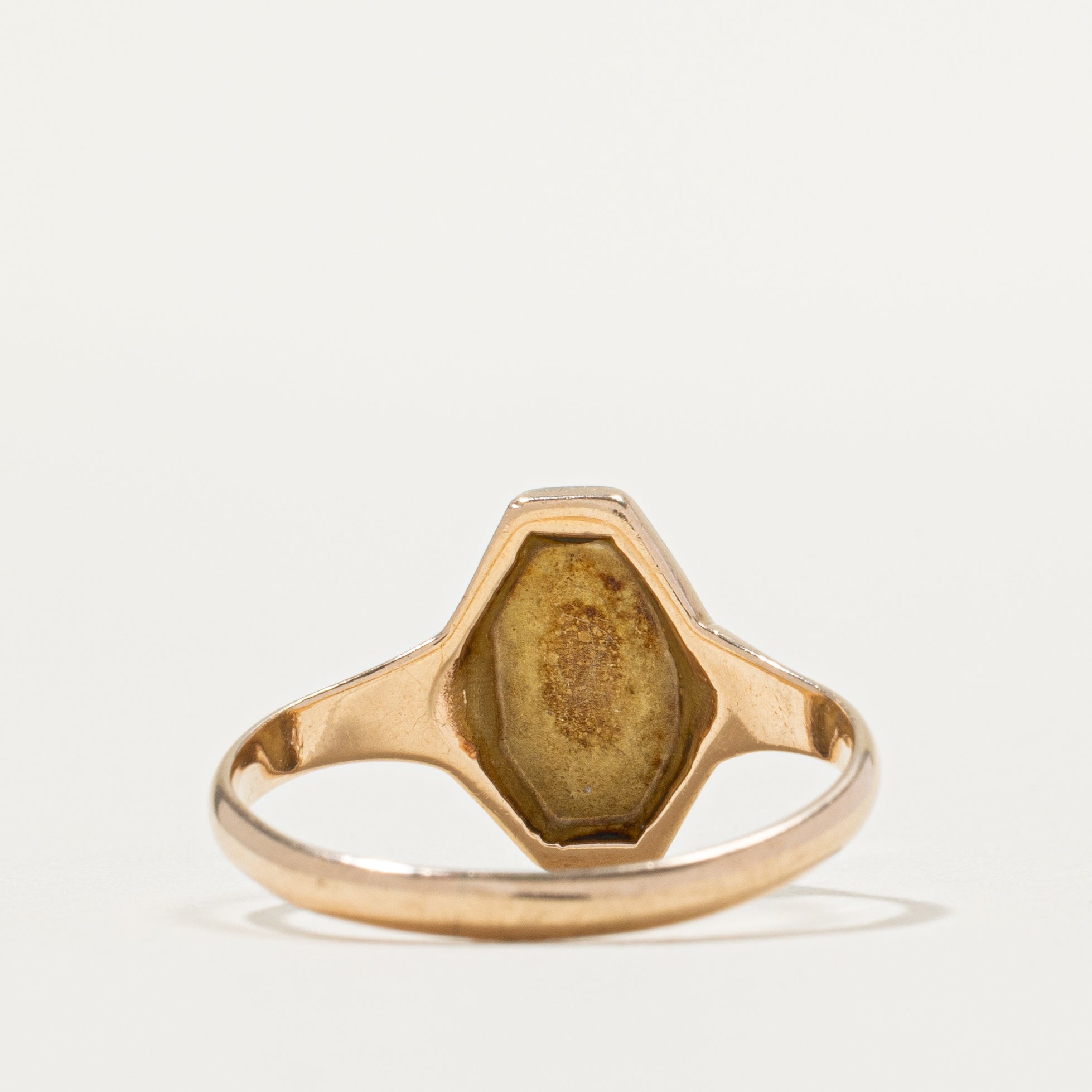 10k Two Tone Initial Signet Ring | SZ 7.75