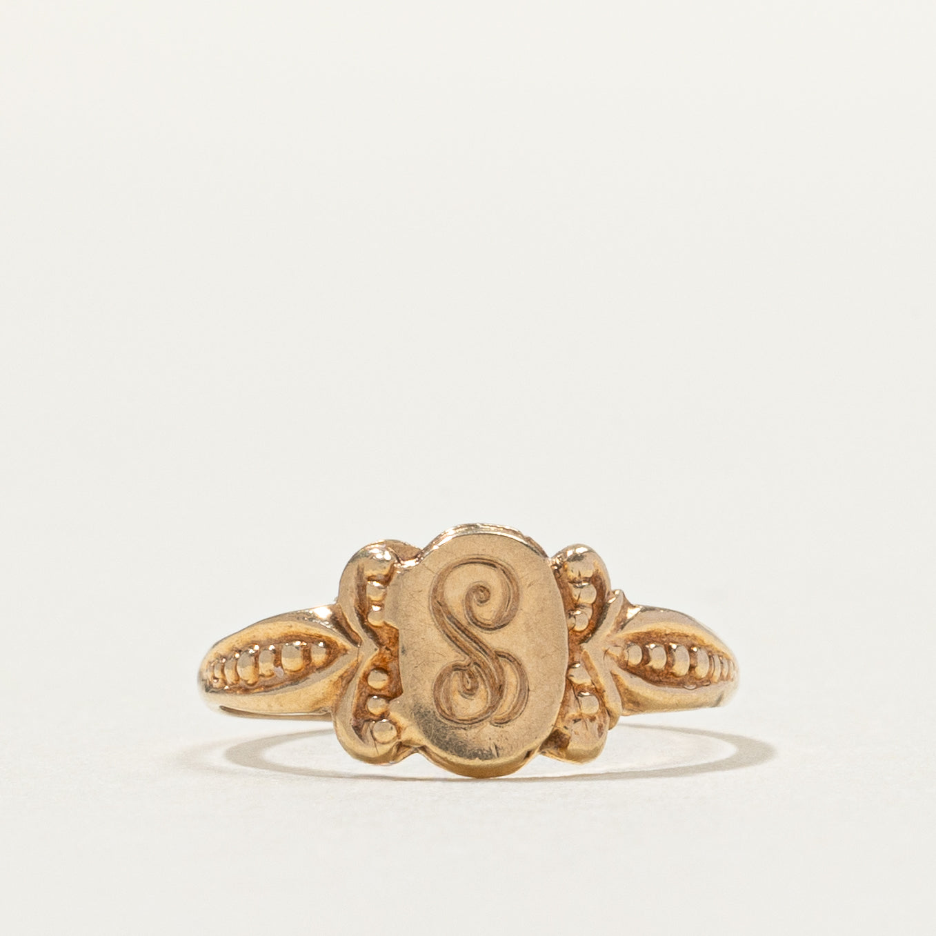 10k Yellow Gold "S" Initial Baby Signet Ring | SZ 1