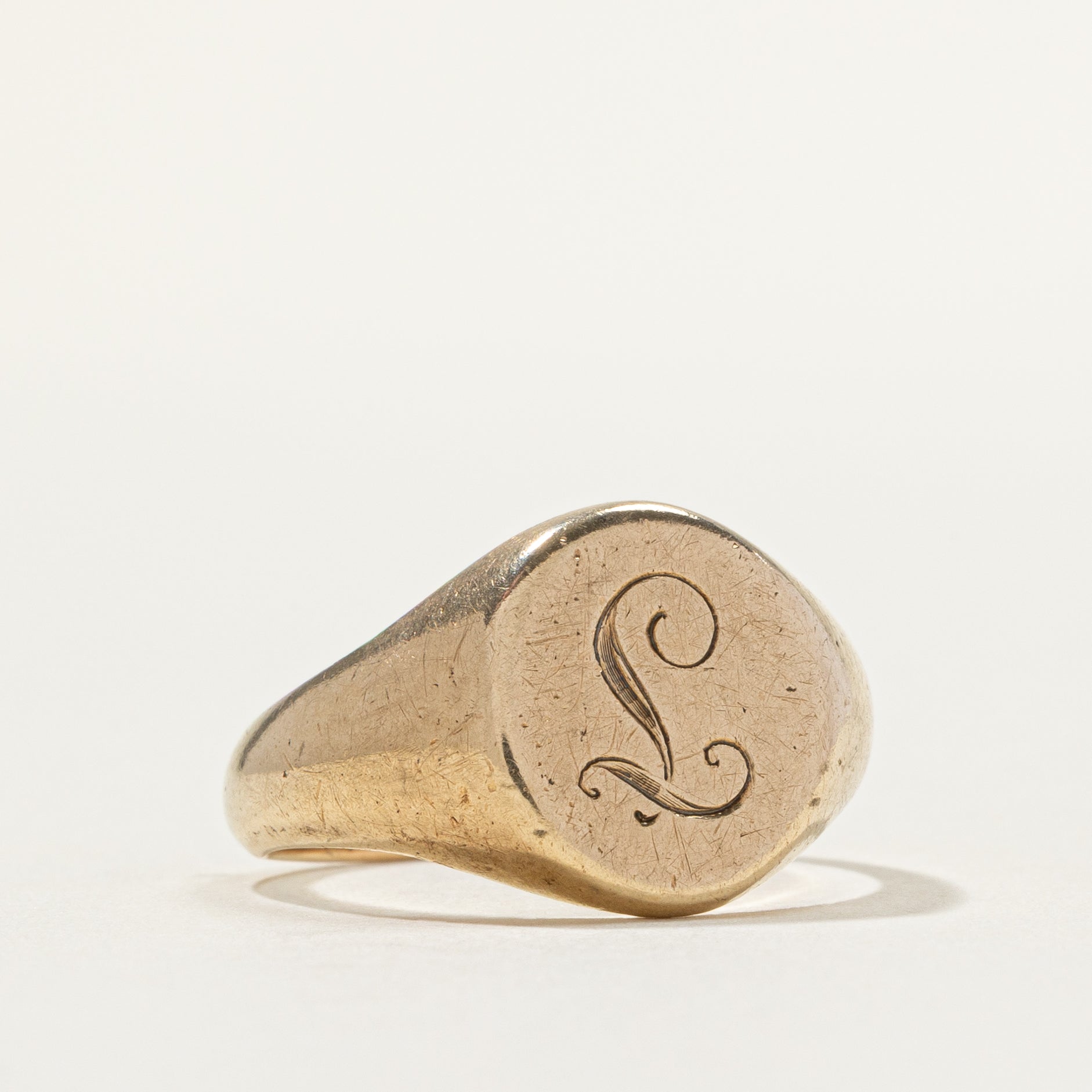 10k Yellow Gold "L" Initial Signet Ring | SZ 6.5