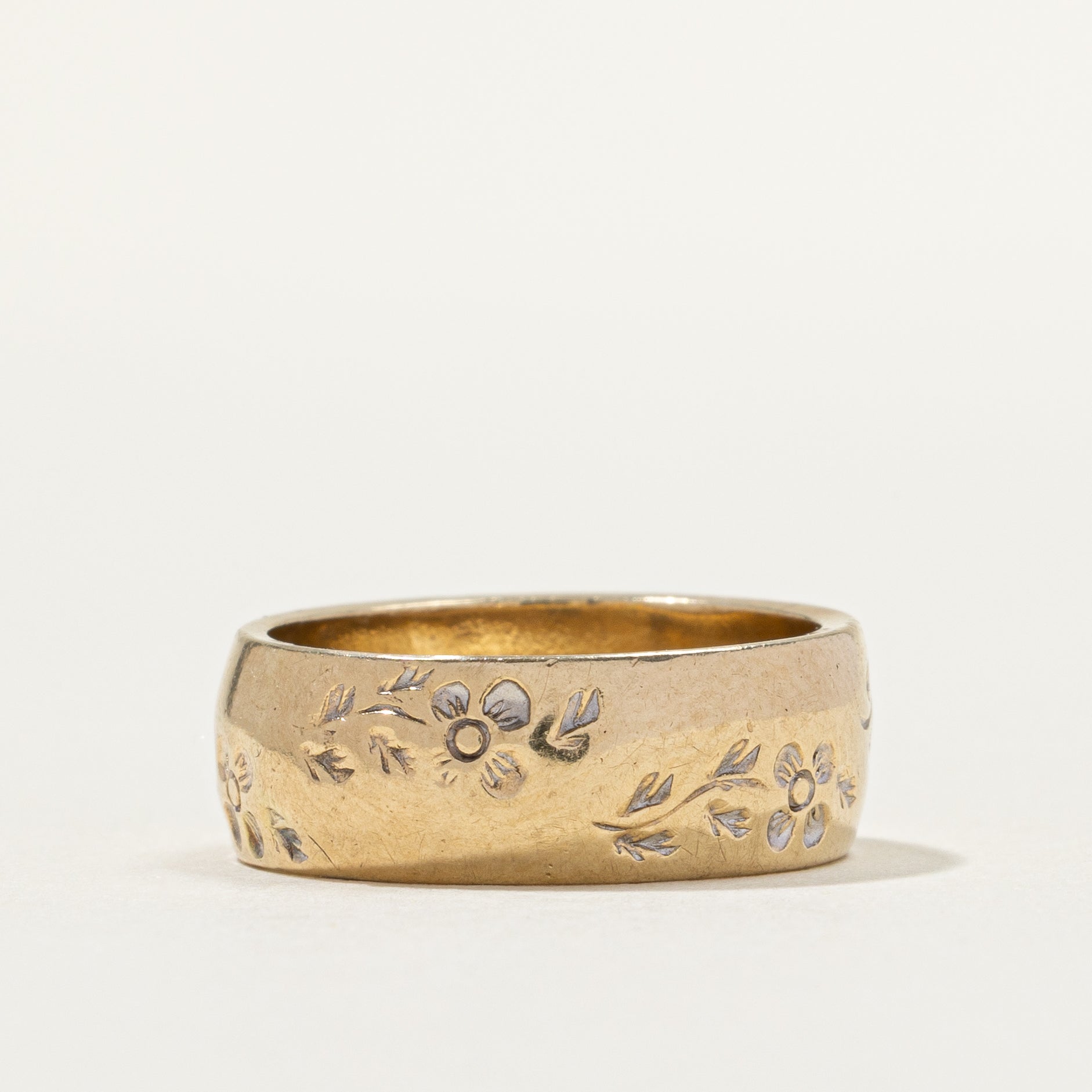 Bague vintage à gravure florale | 6,67 mm | Taille 5,25