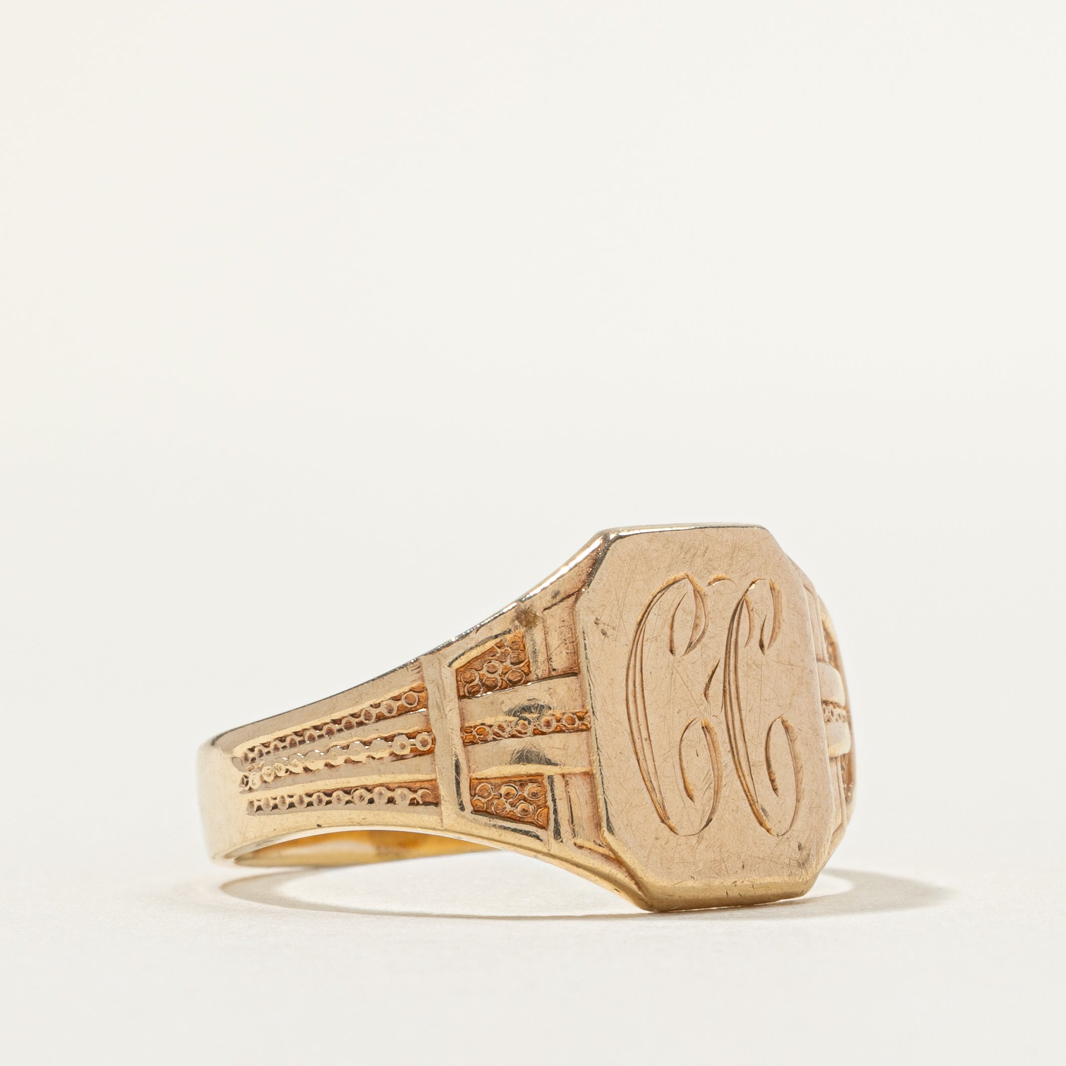 10k Yellow Gold "CC" Initial Signet Ring | SZ 9.5