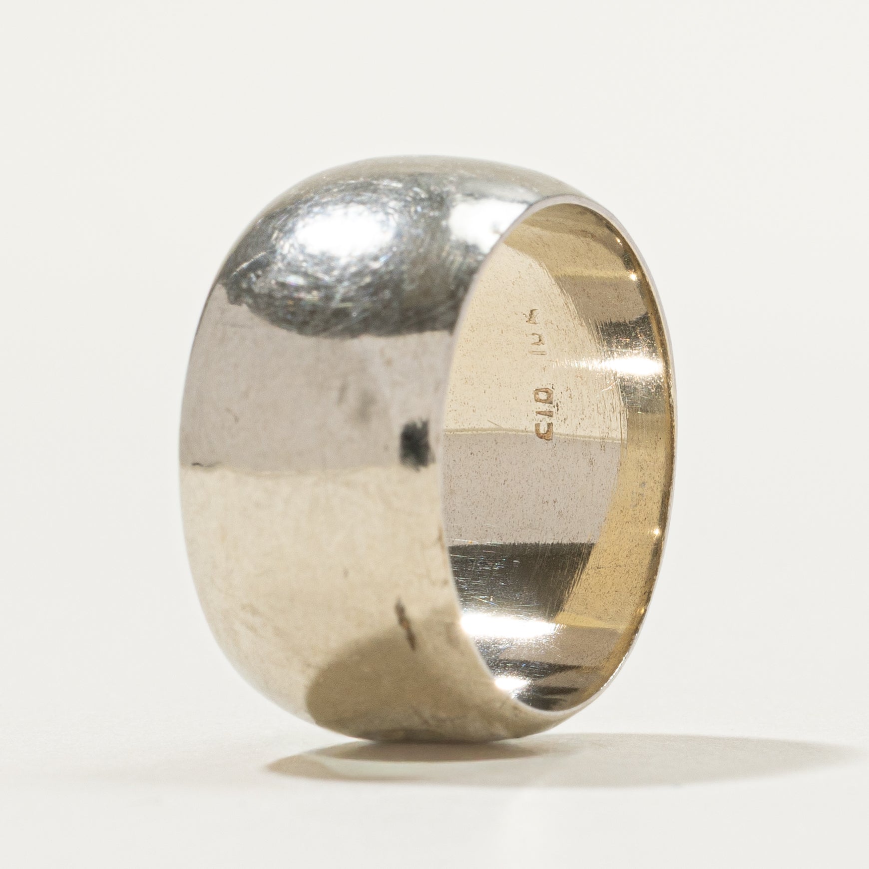 10k White Gold Cigar Band | 10mm | SZ 6.75