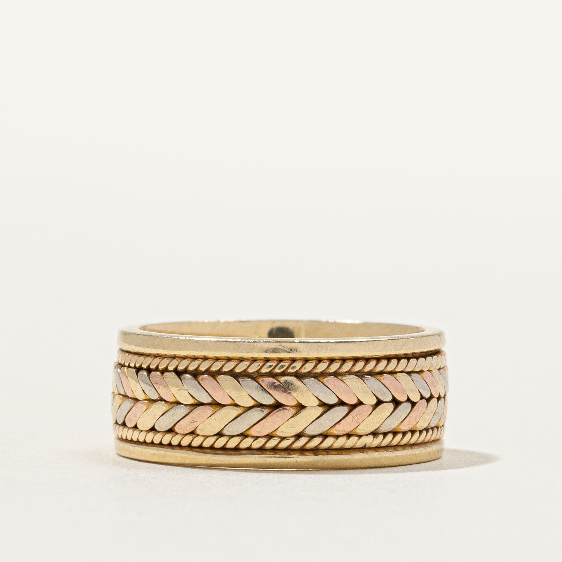 14k Yellow Gold Woven Design Band | 7.32mm | SZ 5.5