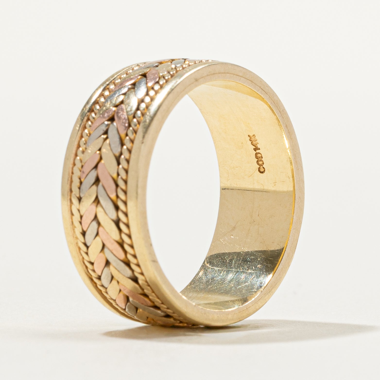 14k Yellow Gold Woven Design Band | 7.32mm | SZ 5.5