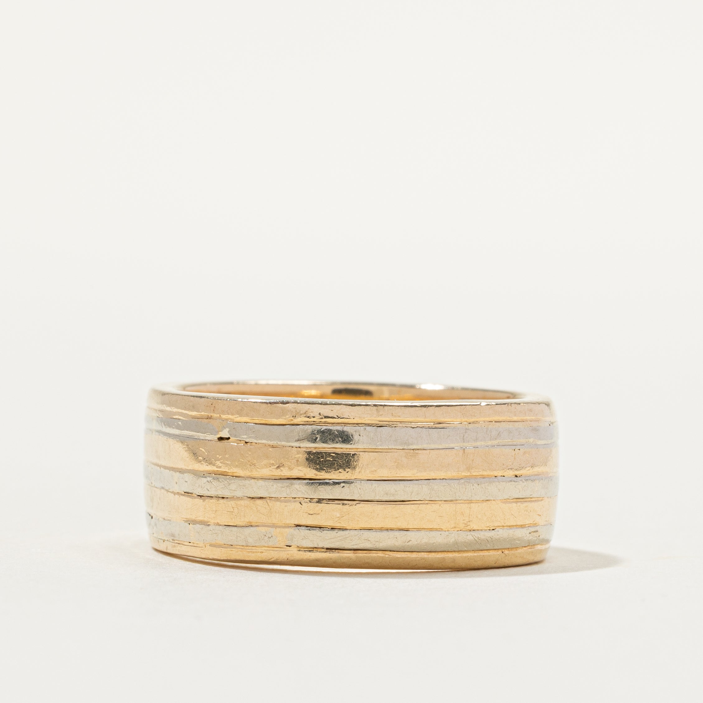 14k Two Tone Gold Cigar Band | 9mm | SZ 8.25