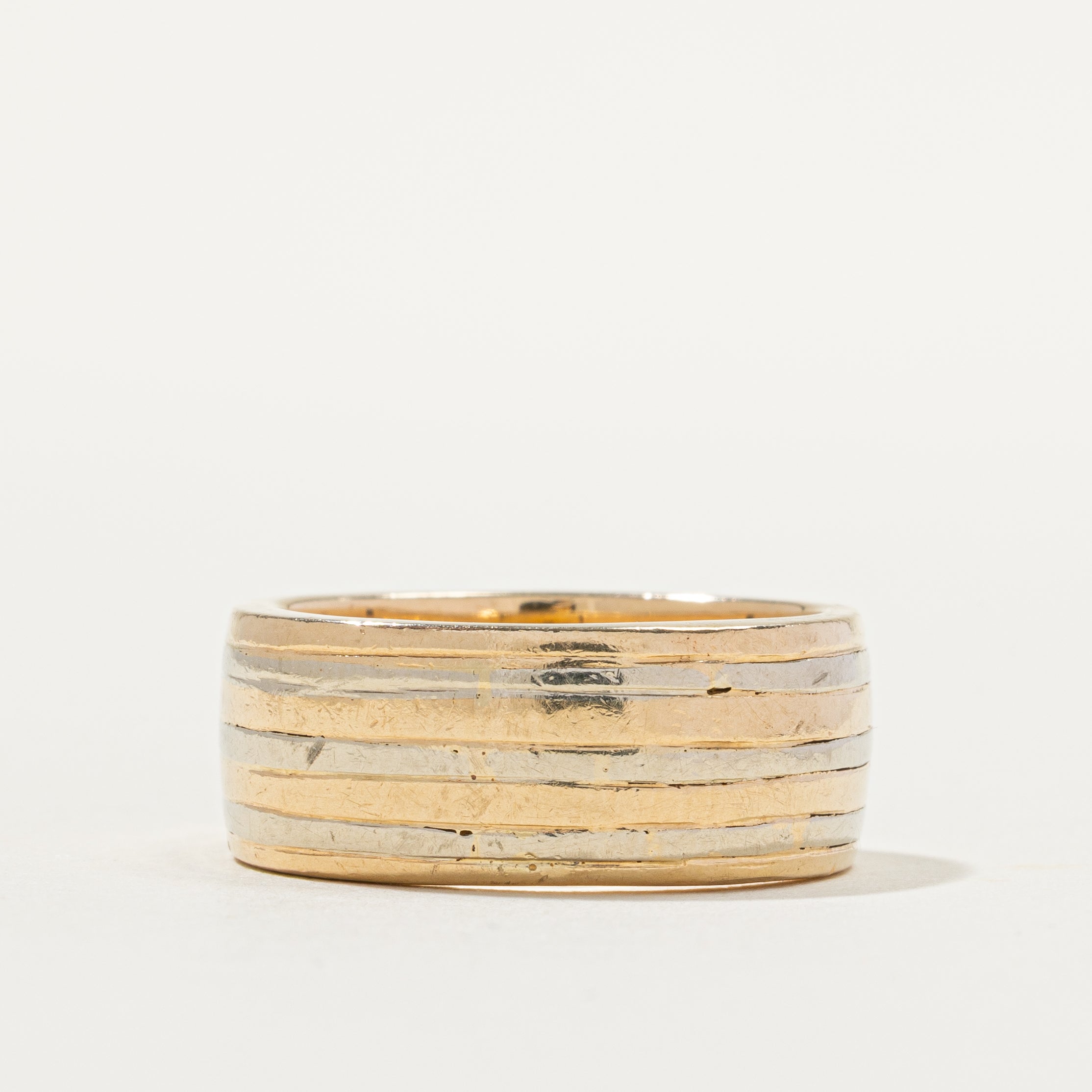 14k Two Tone Gold Cigar Band | 9mm | SZ 8.25