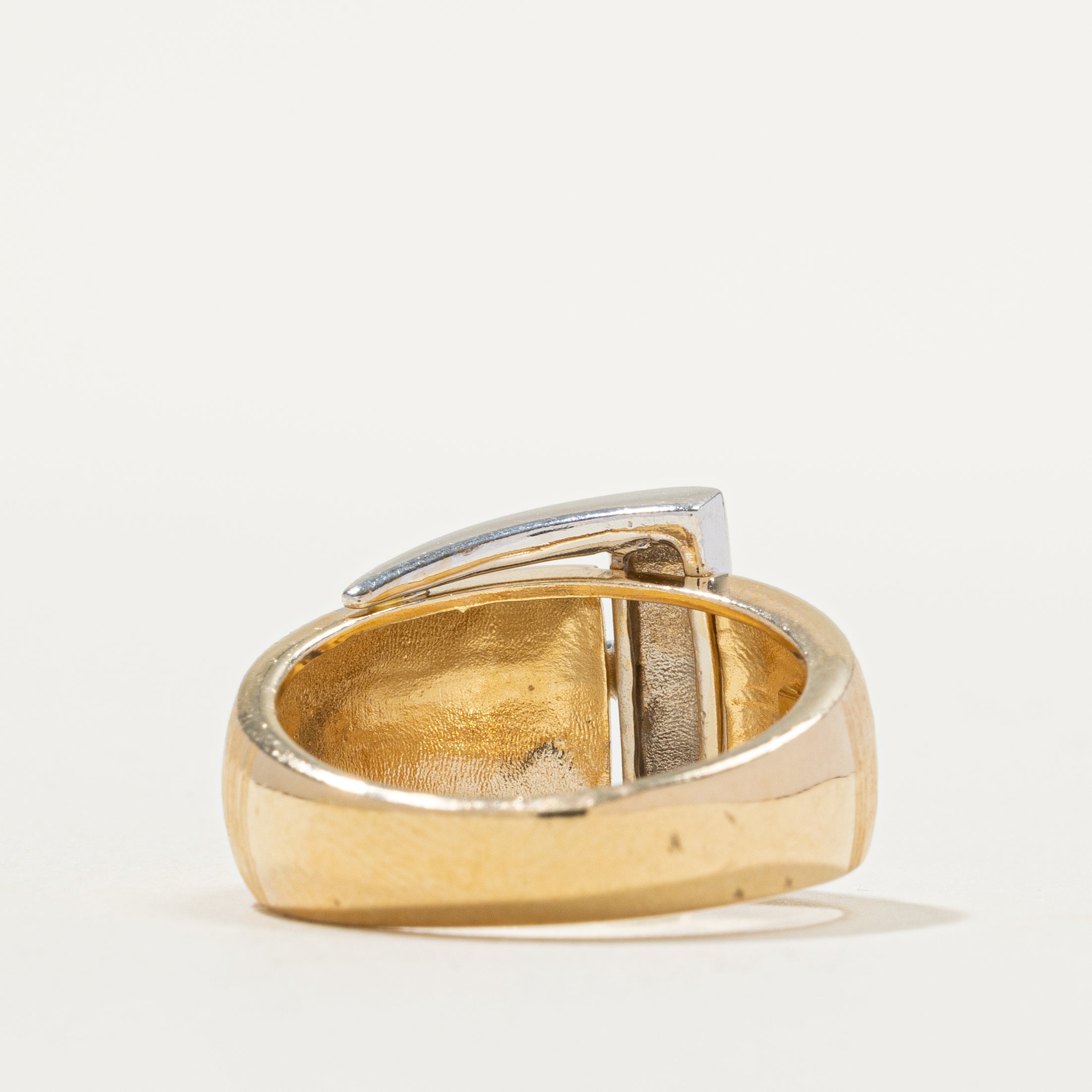 14k Two Tone Gold Textured Buckle Ring | SZ 8