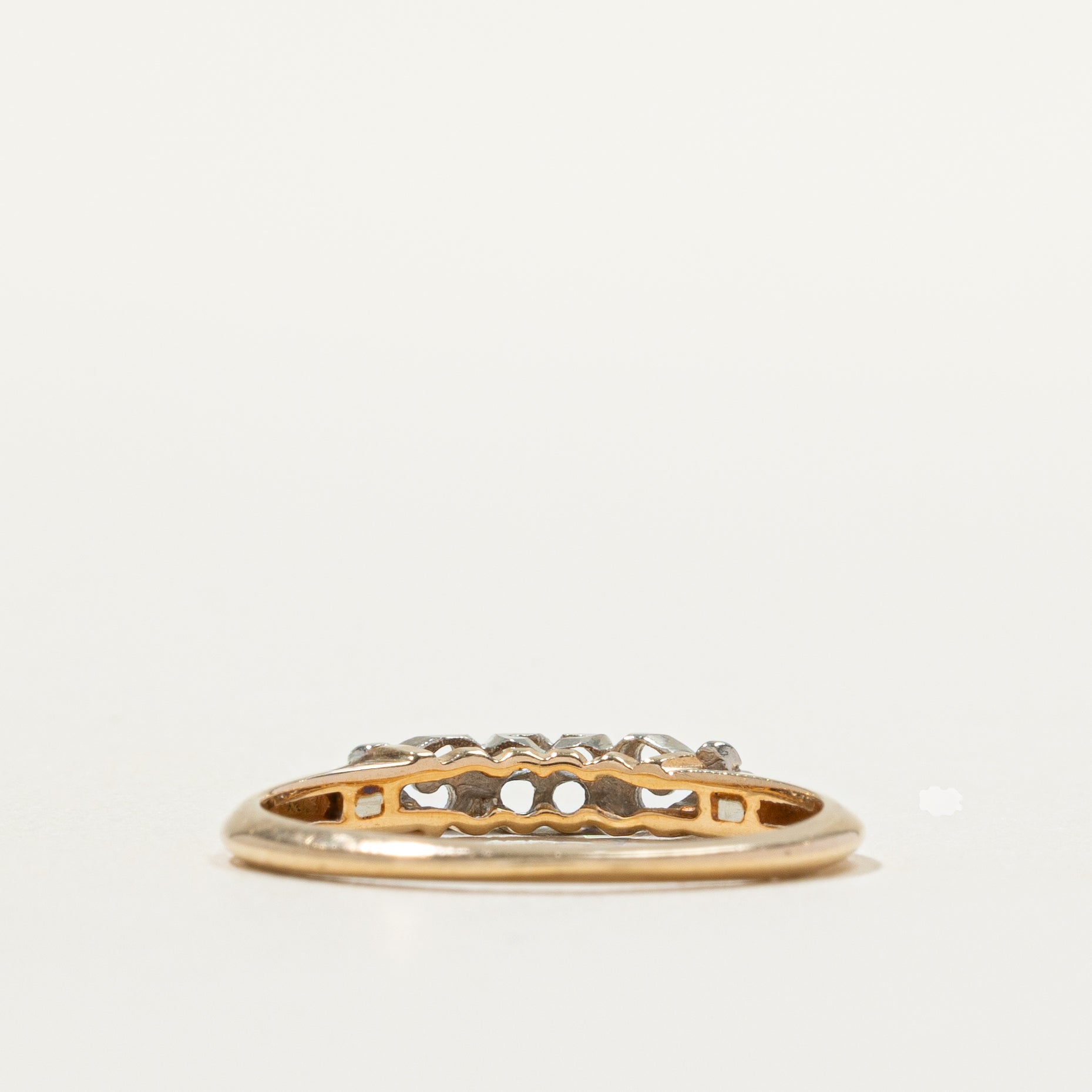 14k Two Tone Gold Textured Ring | SZ 5.75