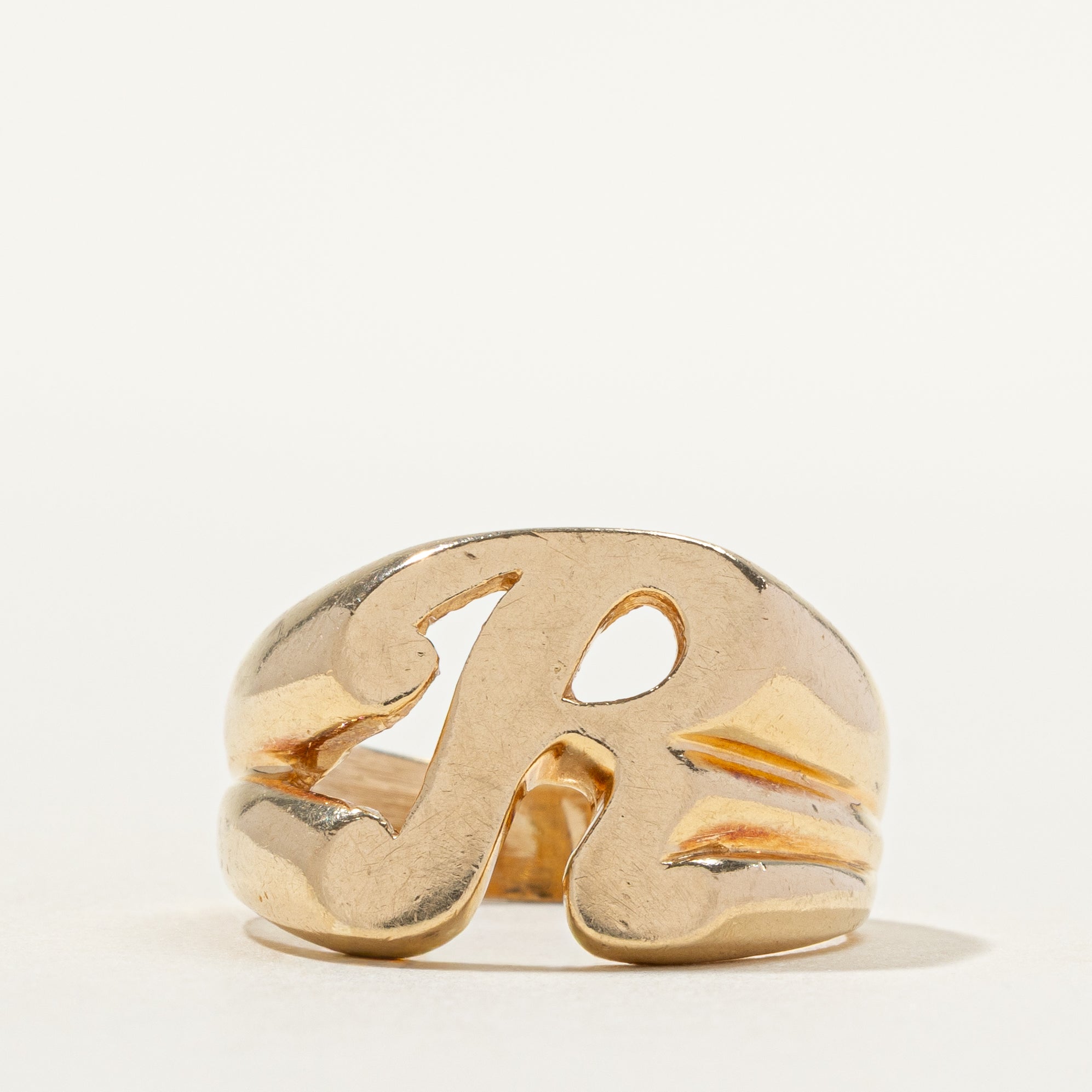 14k Yellow Gold "R" Initial Ring | SZ 8.25