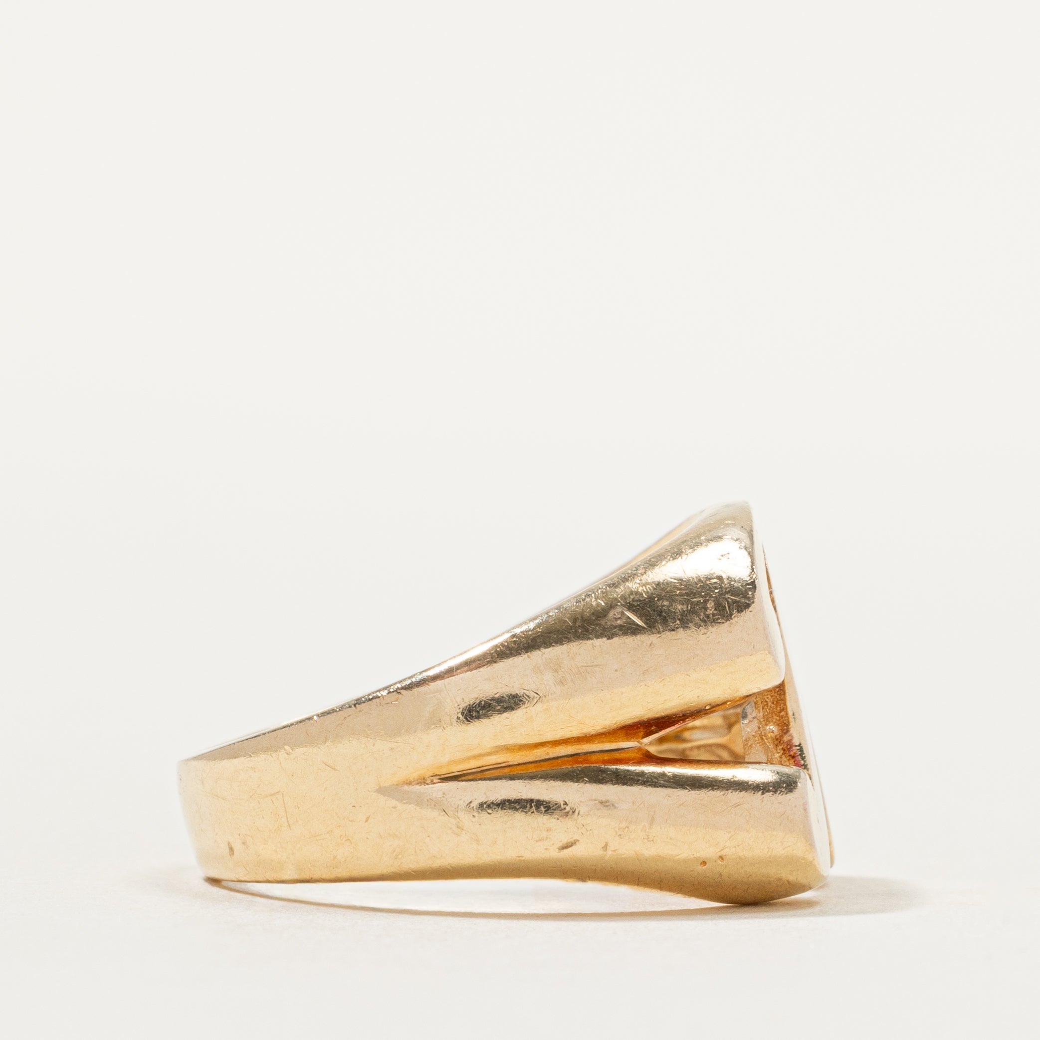 14k Yellow Gold "R" Initial Ring | SZ 8.25