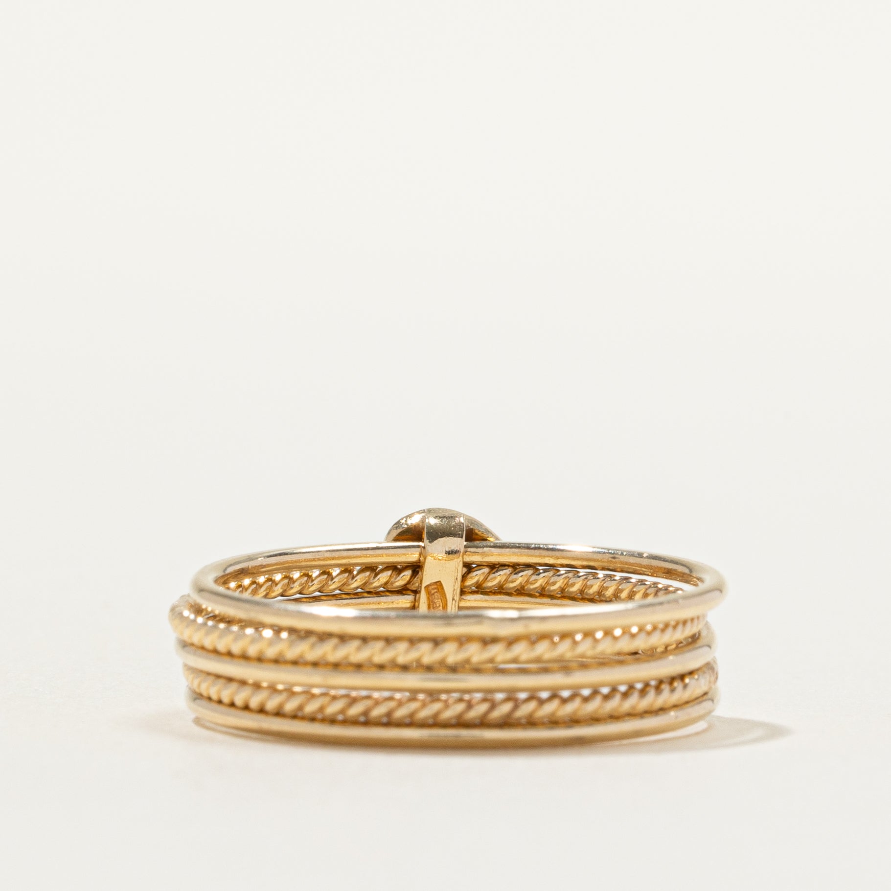 Bague cœur empilée en or jaune 14 carats | Taille 6,25