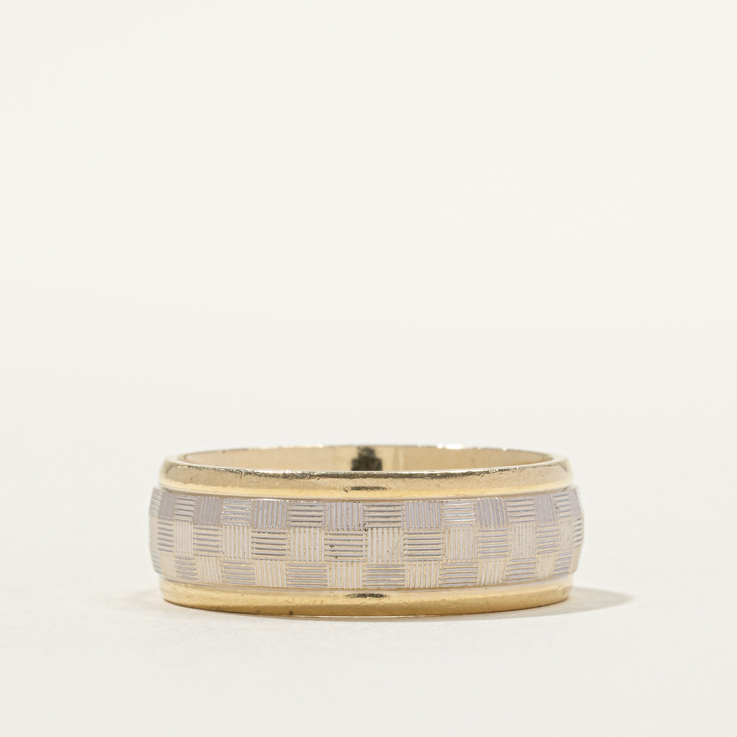 14k Two Tone Gold Textured Cigar Band | SZ 11.25