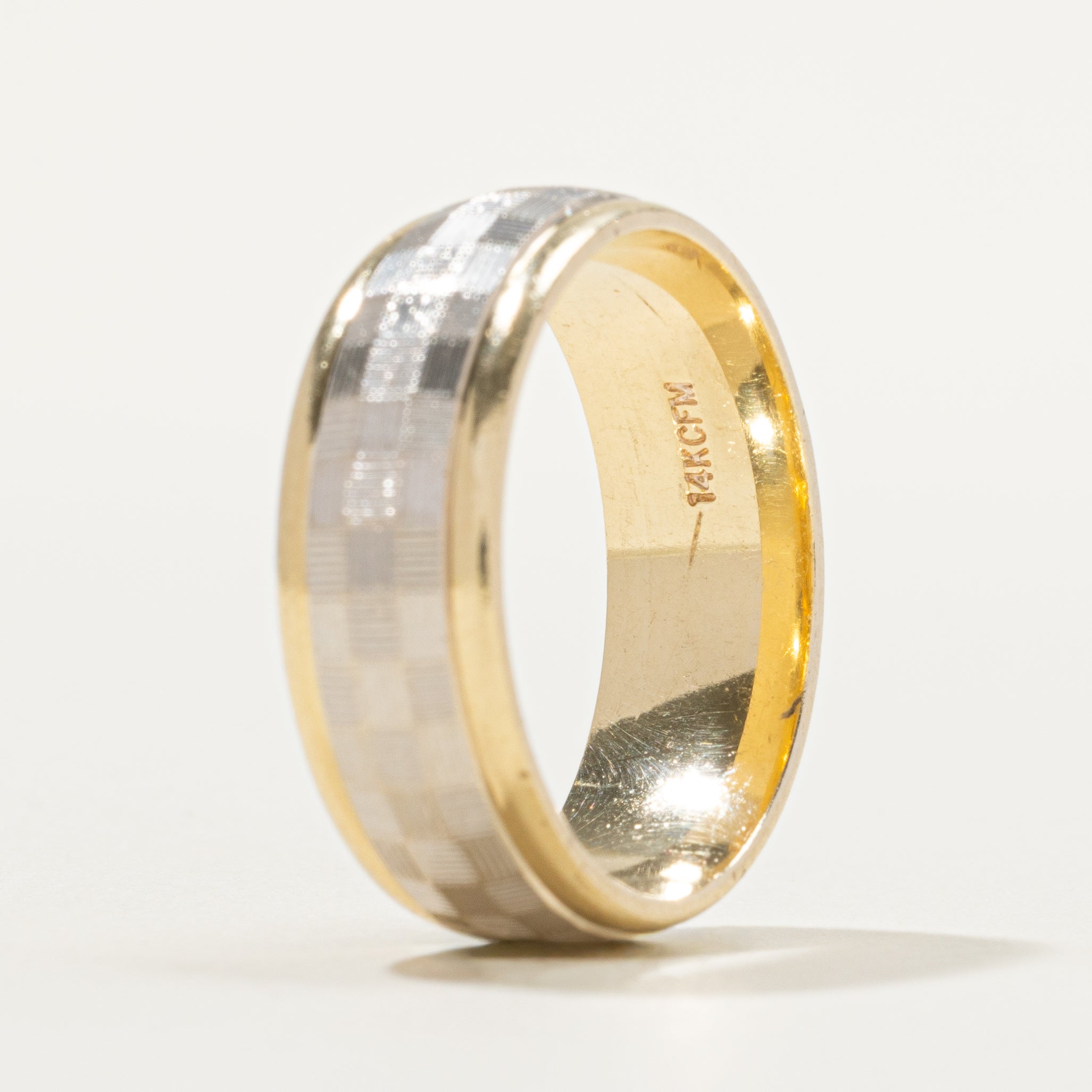 14k Two Tone Gold Textured Cigar Band | SZ 11.25