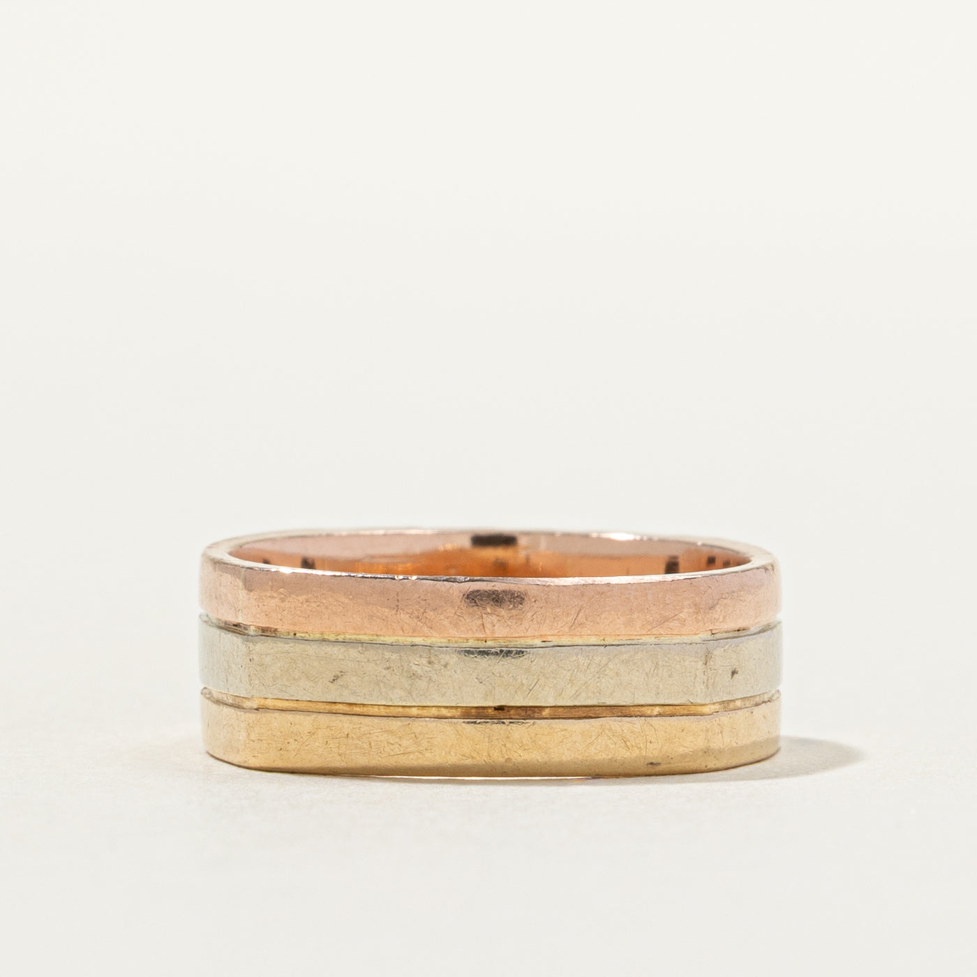 14k Tri Tone Gold Grooved Band | SZ 5