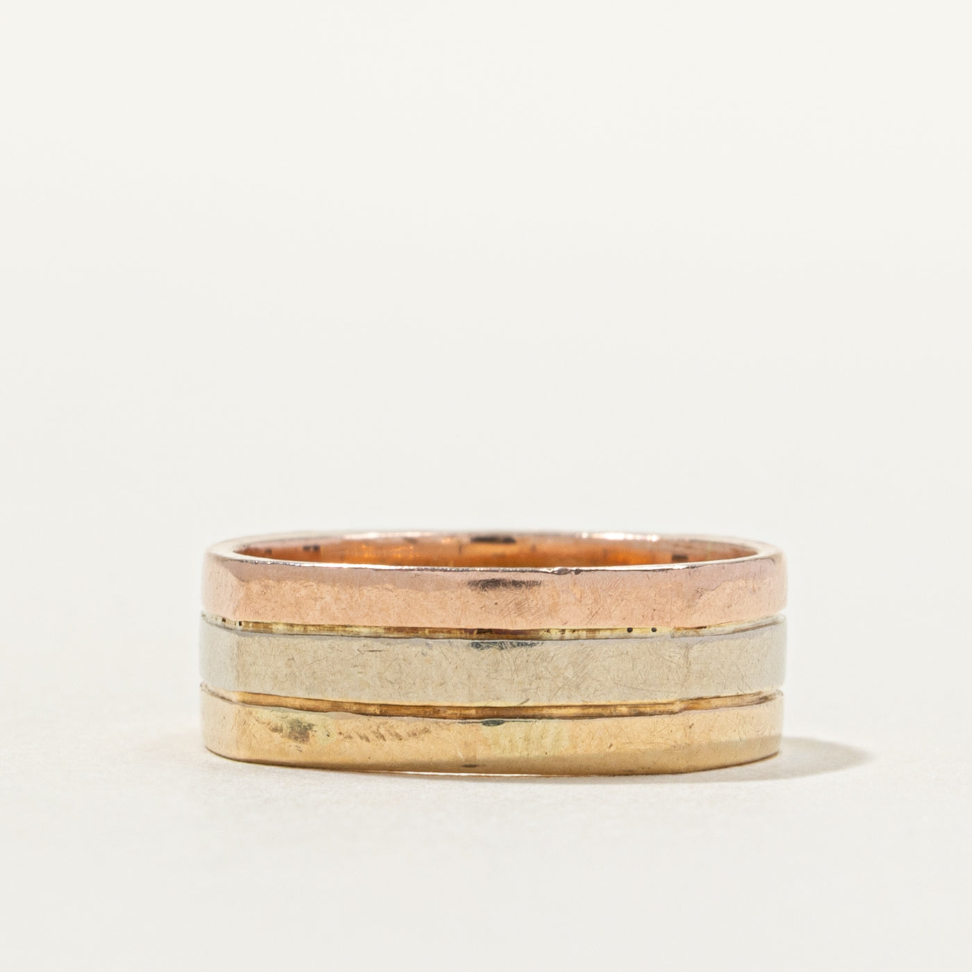 14k Tri Tone Gold Grooved Band | SZ 5