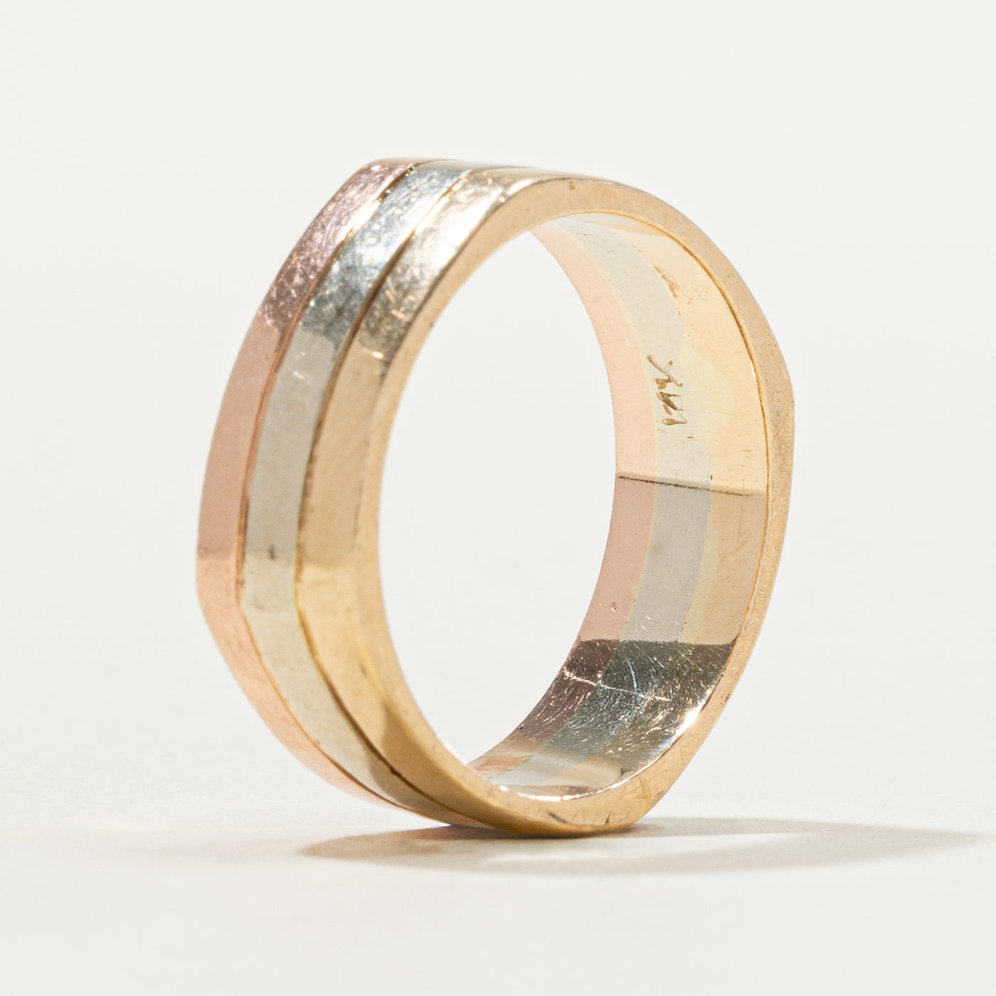 14k Tri Tone Gold Grooved Band | SZ 5