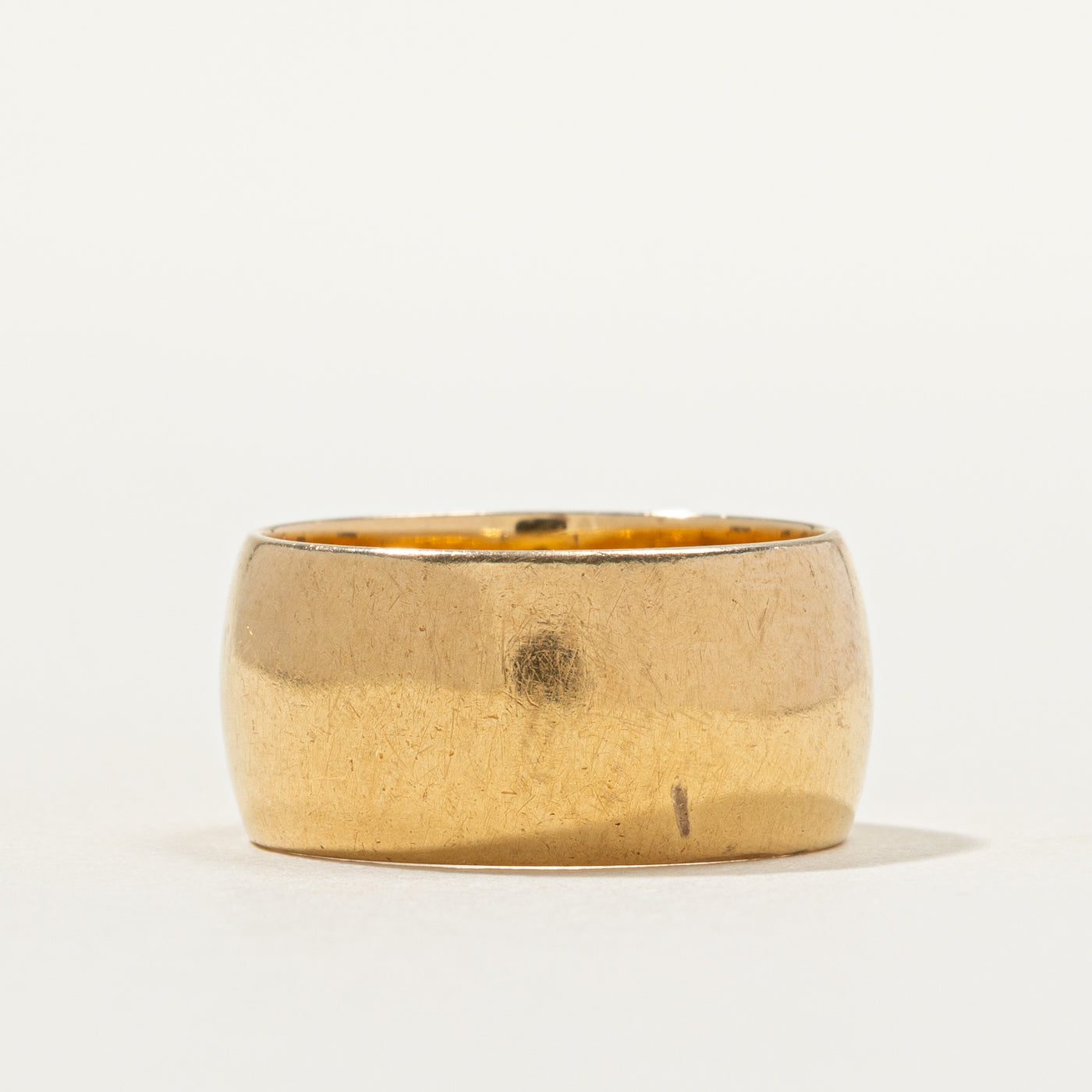 Vintage 14K Yellow Gold Textured Cigar Band | 8.6mm | SZ 5.25