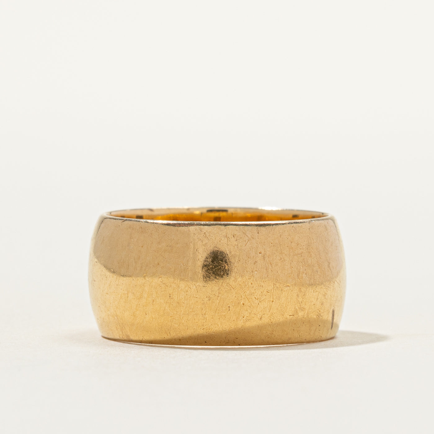 Vintage 14K Yellow Gold Textured Cigar Band | 8.6mm | SZ 5.25