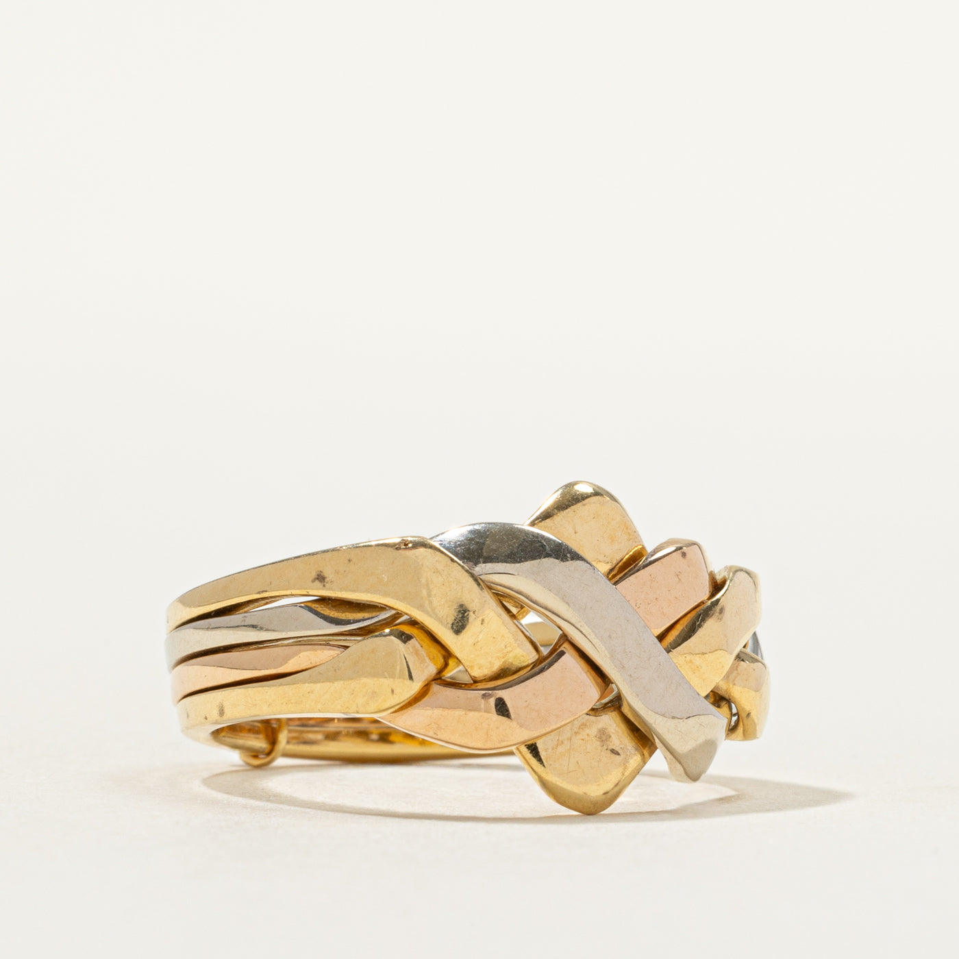 18k Tri Tone Gold Puzzle Ring | SZ 7