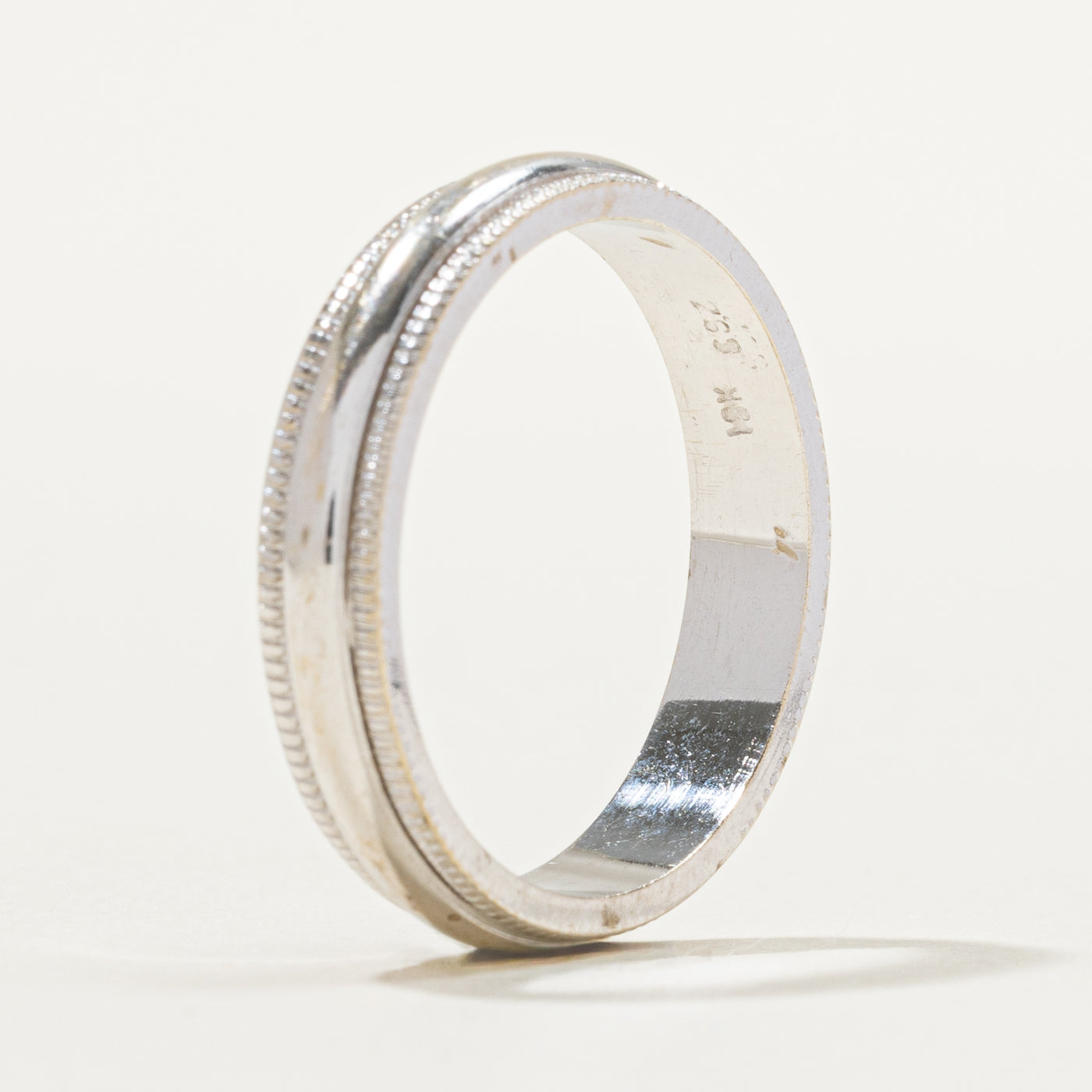 18k White Gold Milgrain Band | 4.23mm | SZ 8.75