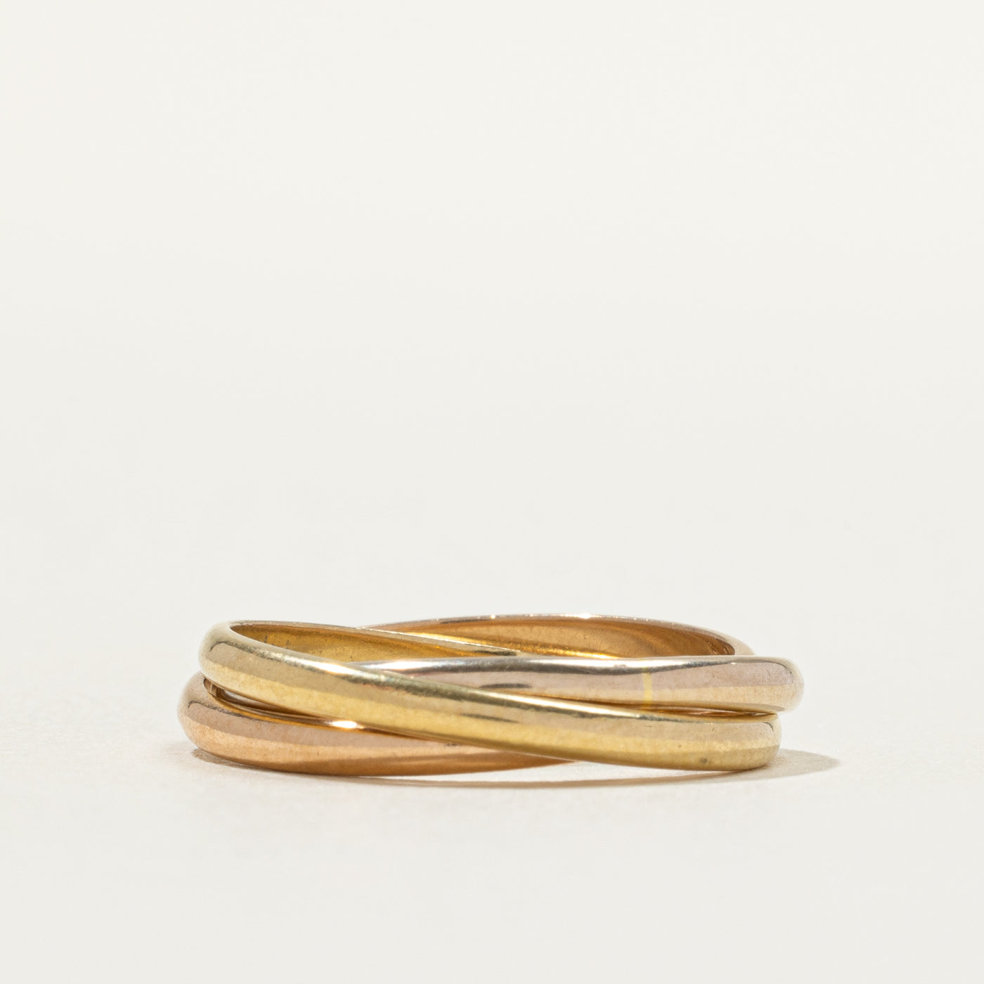 18k Tri Tone Gold Interlocking Ring | SZ 5.25