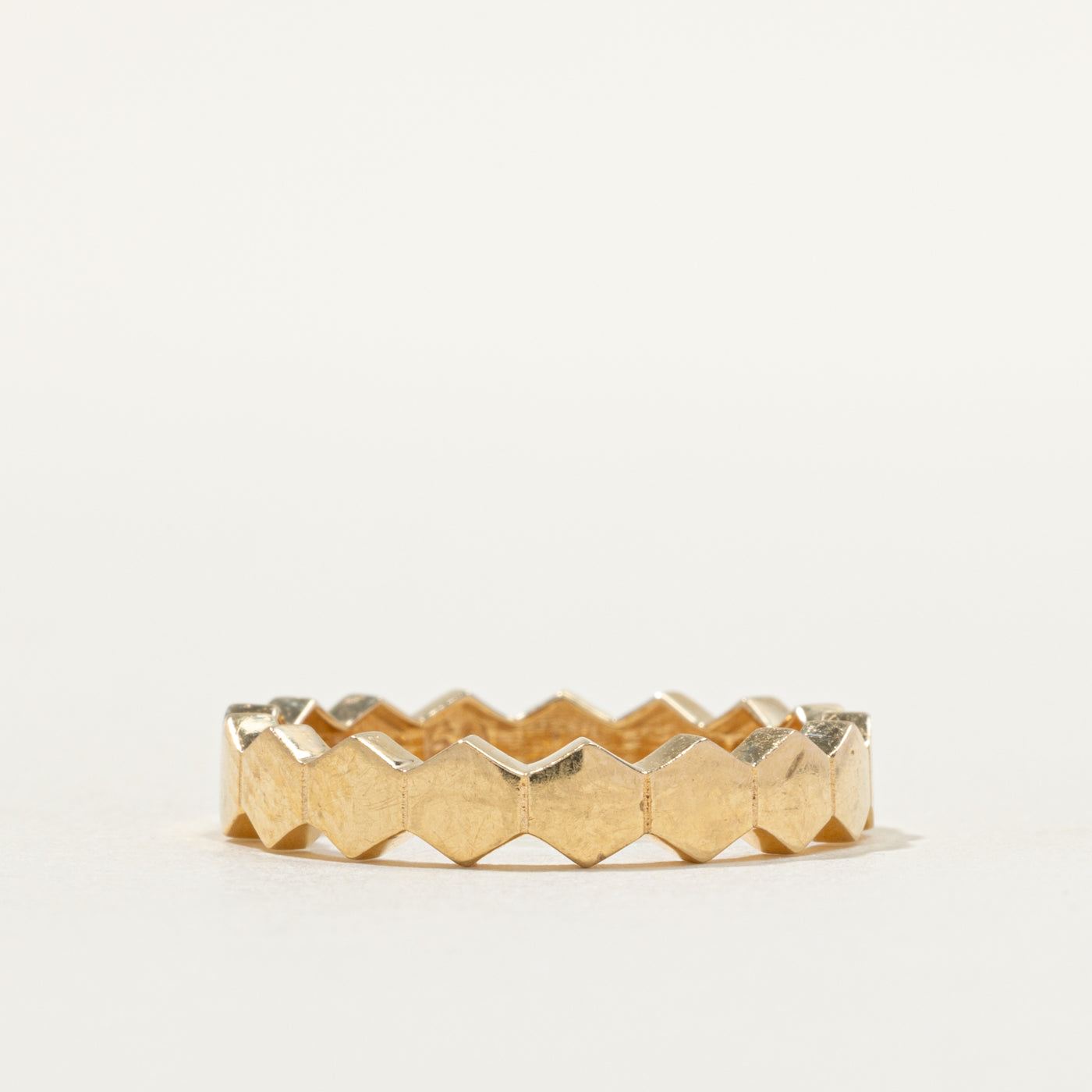 18k Yellow Gold Hexagon Band | 4.37mm | SZ 8.75