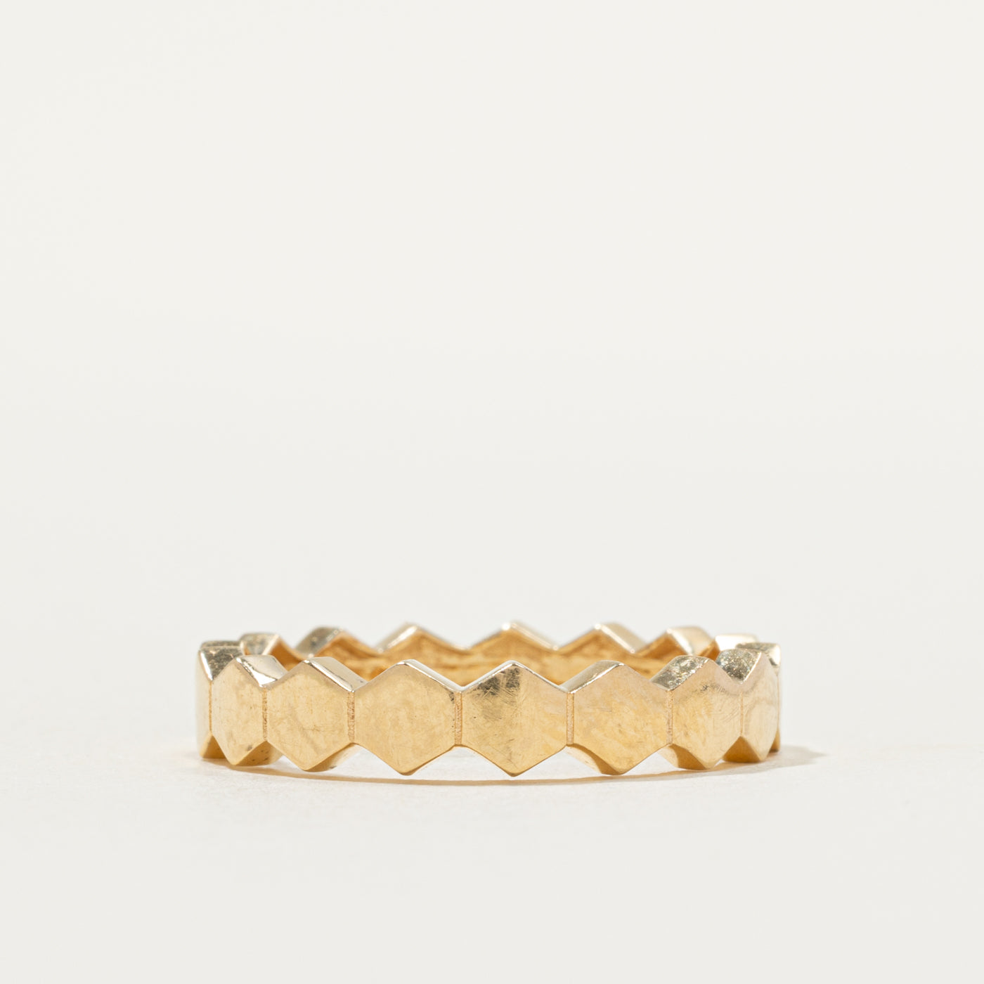 18k Yellow Gold Hexagon Band | 4.37mm | SZ 8.75