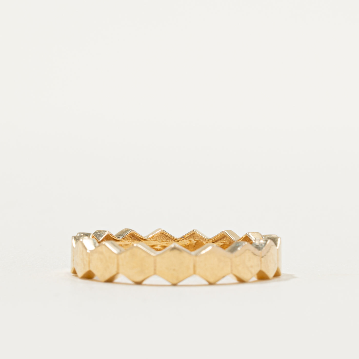 18k Yellow Gold Hexagon Band | 4.37mm | SZ 8.75