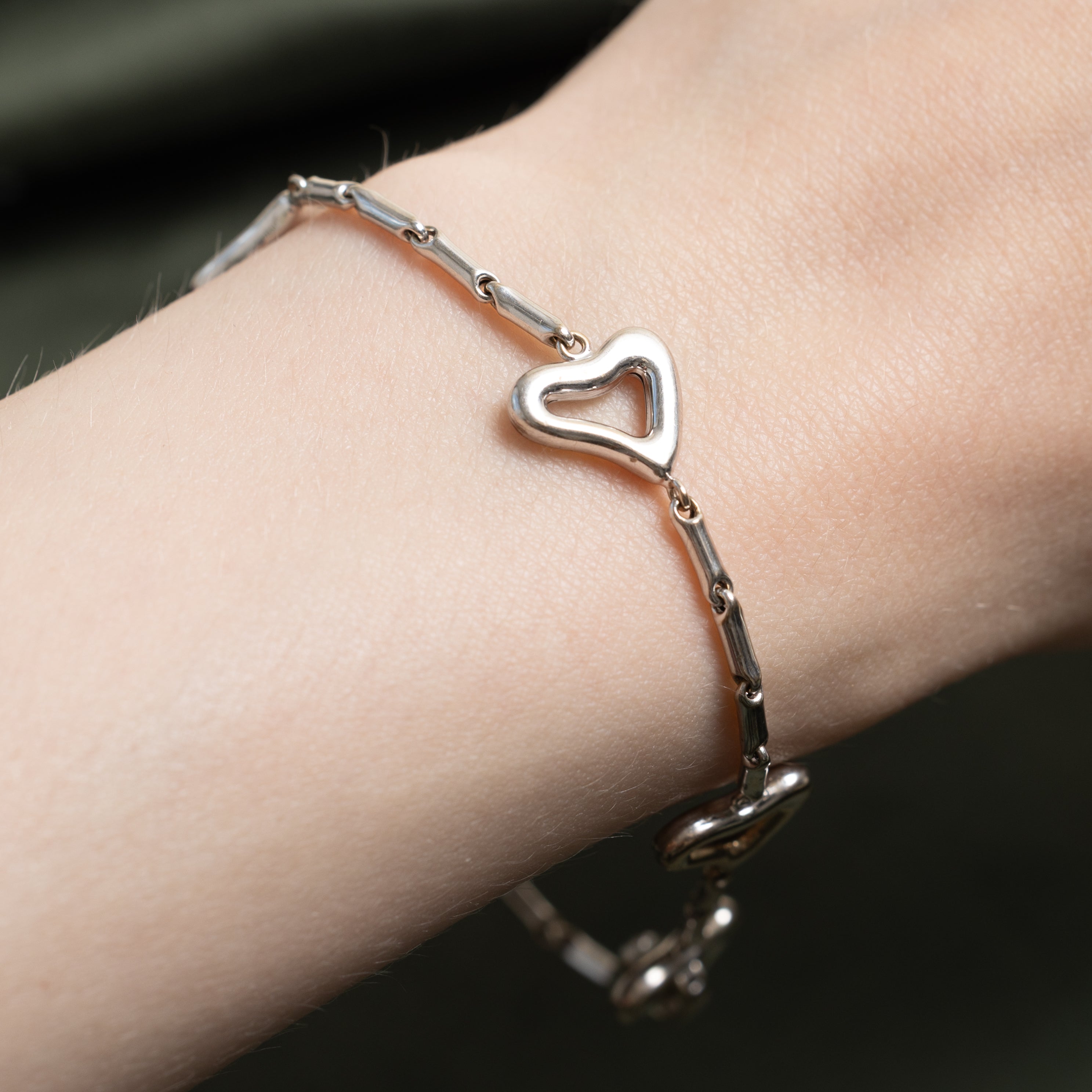 18k White Gold Heart Satellite Bracelet | 7.75"