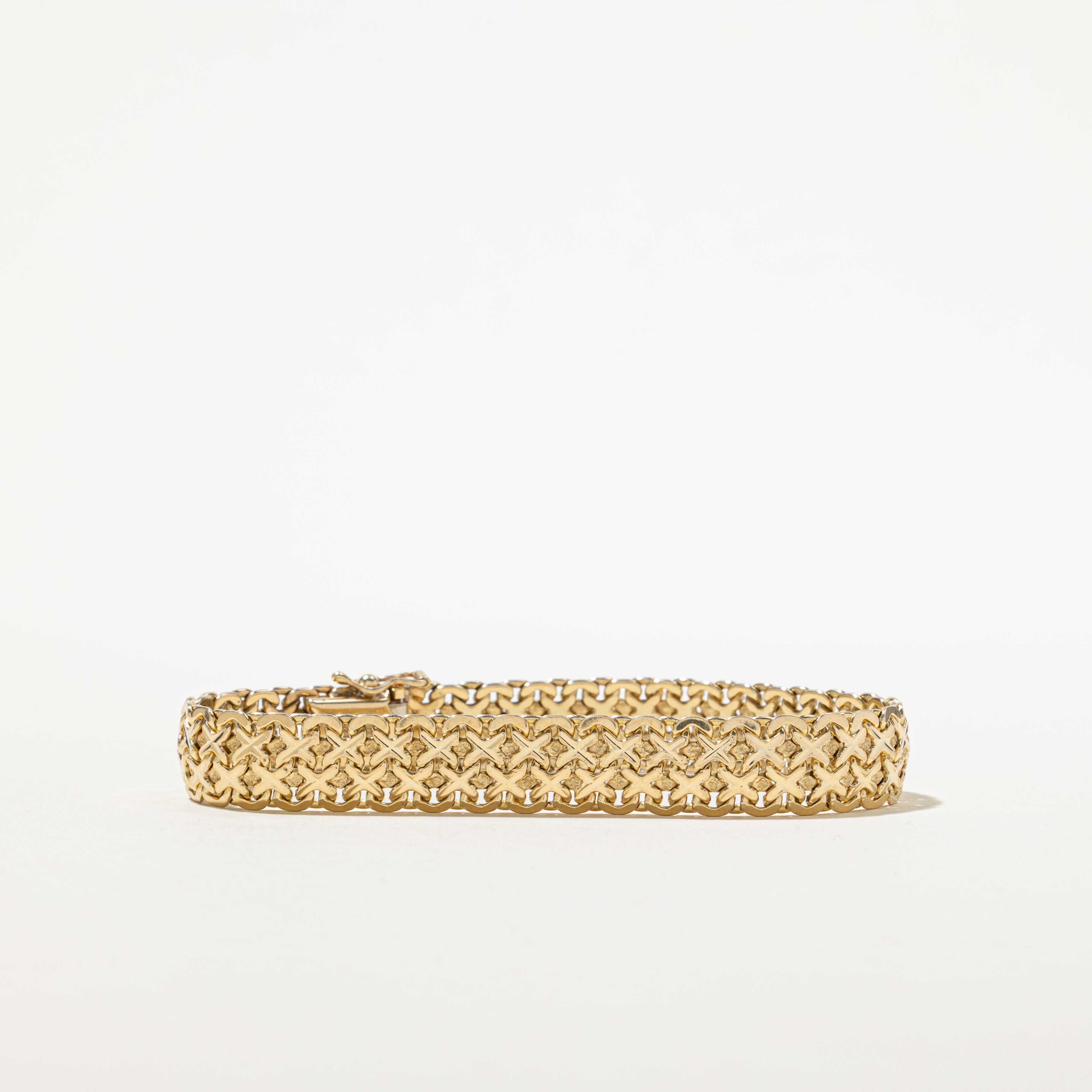 14k Yellow Gold Modified Bismarck Chain Bracelet | 7"