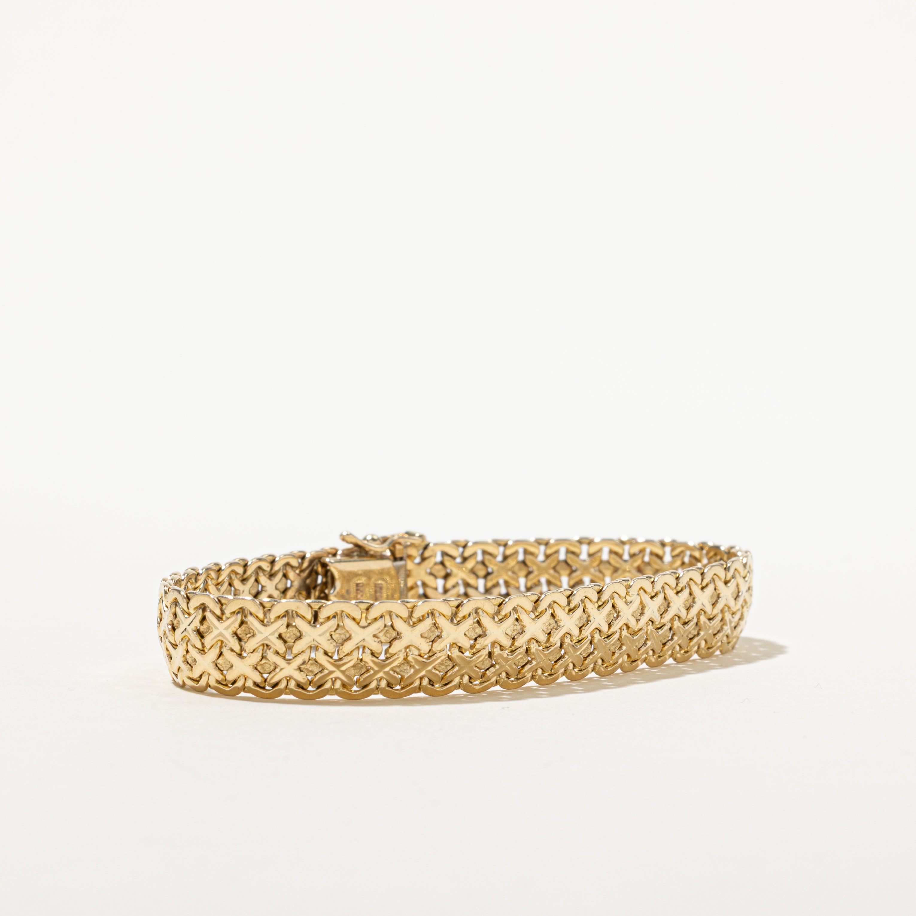 14k Yellow Gold Modified Bismarck Chain Bracelet | 7"