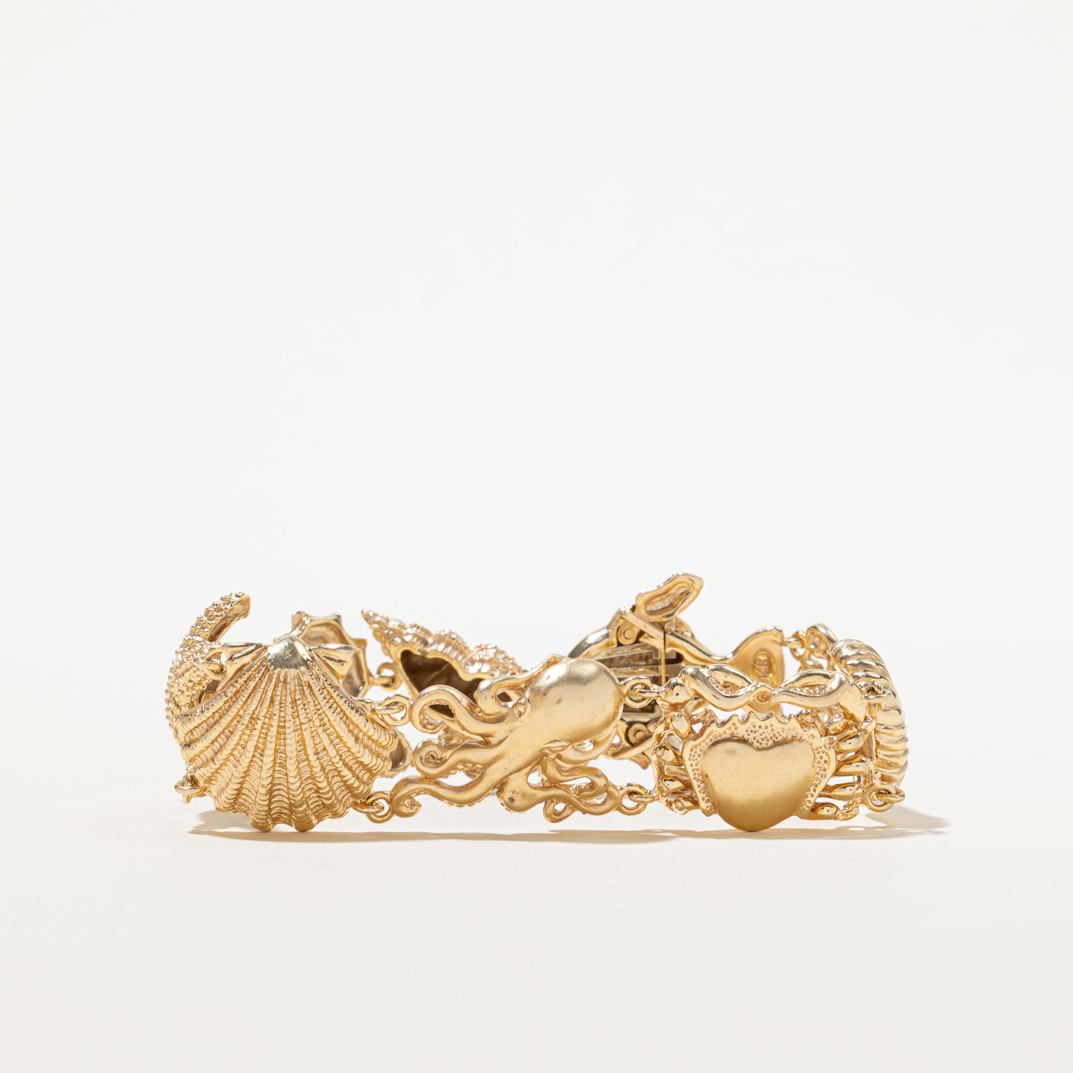 14k Yellow Gold Nautical Sea Life Bracelet | 6"