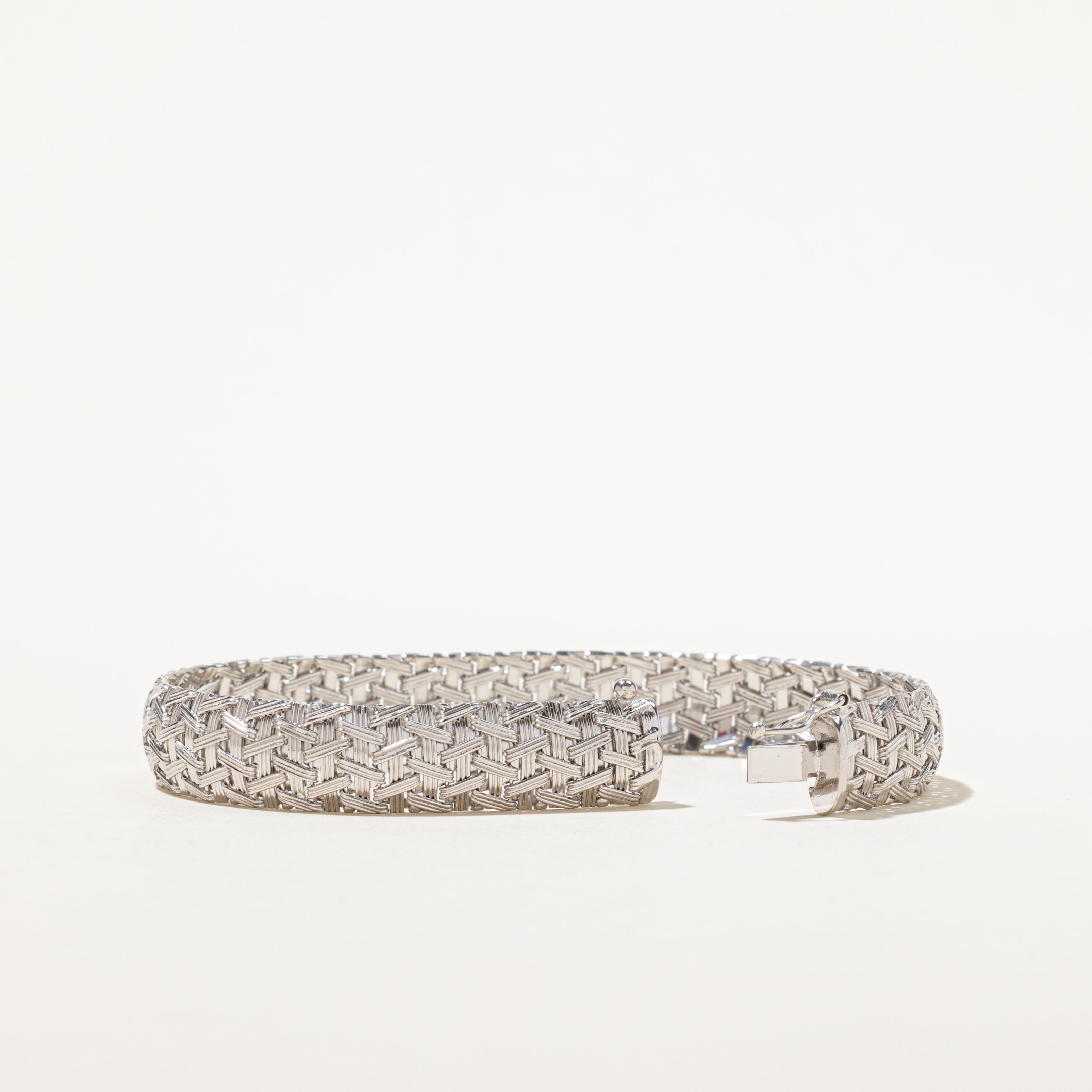 14k White Gold Woven Bracelet | 7.5"