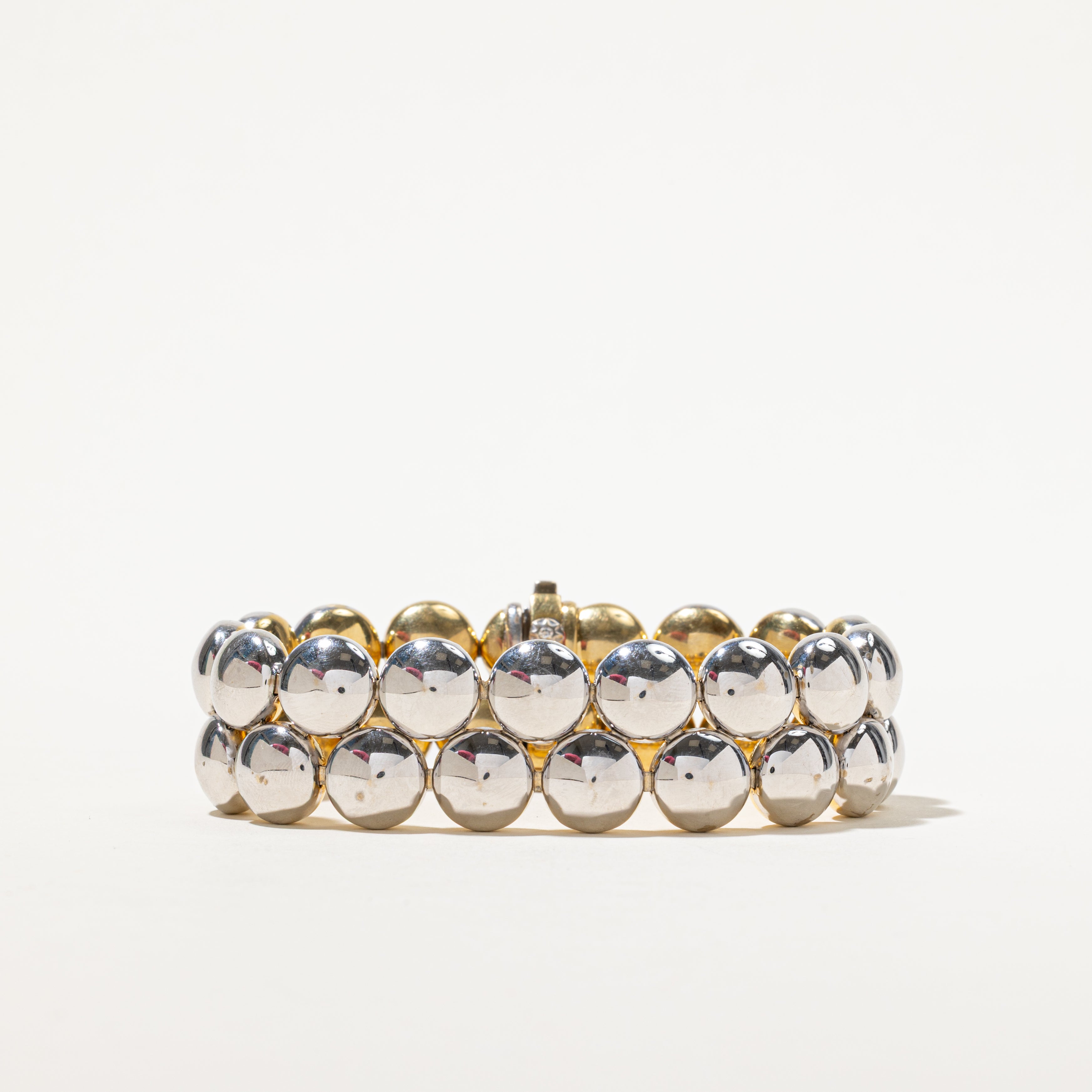 18k White & Yellow Gold Reversible Bauble Bracelet | 6.5"