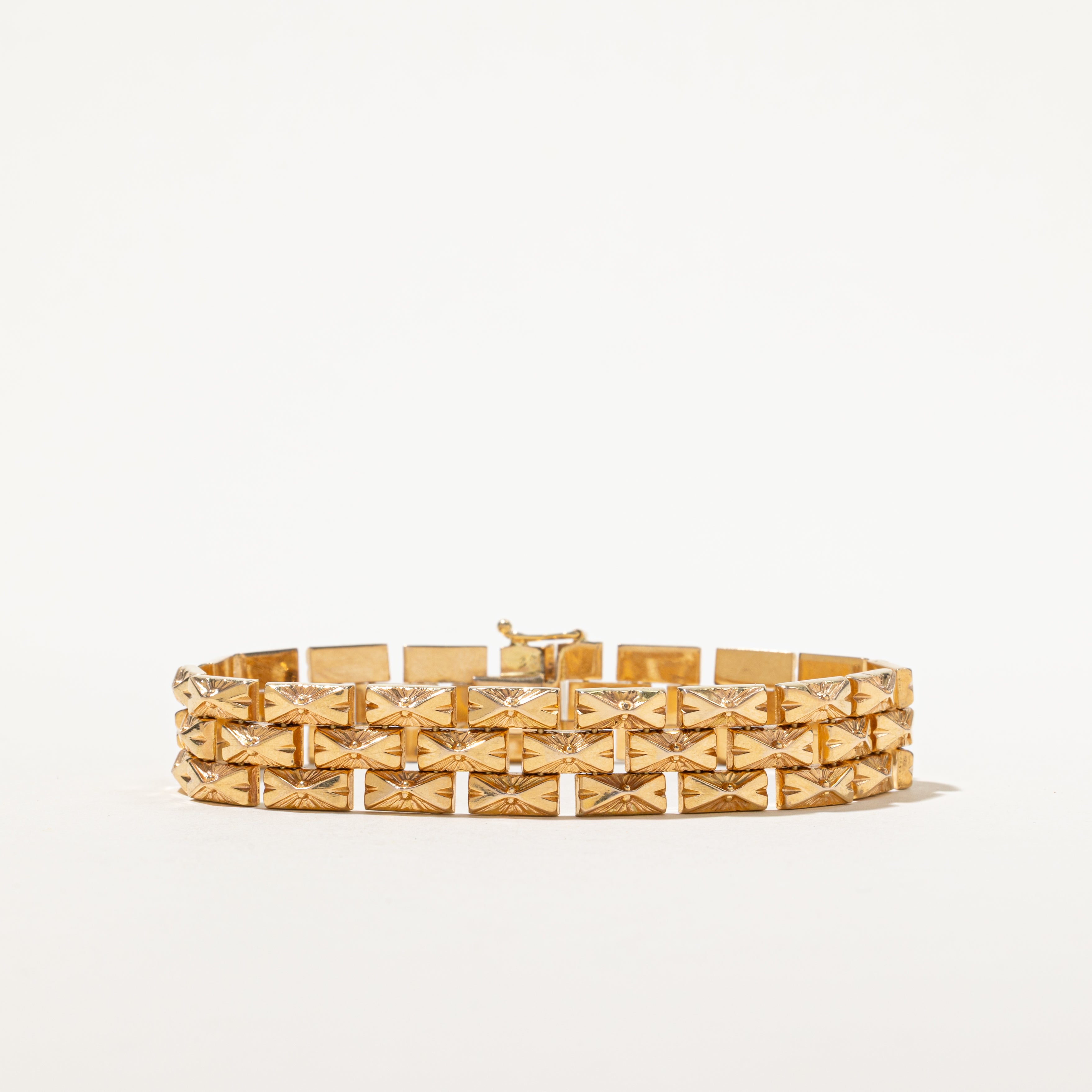 18k Yellow Gold Ornate Panther Link Bracelet | 7.75"