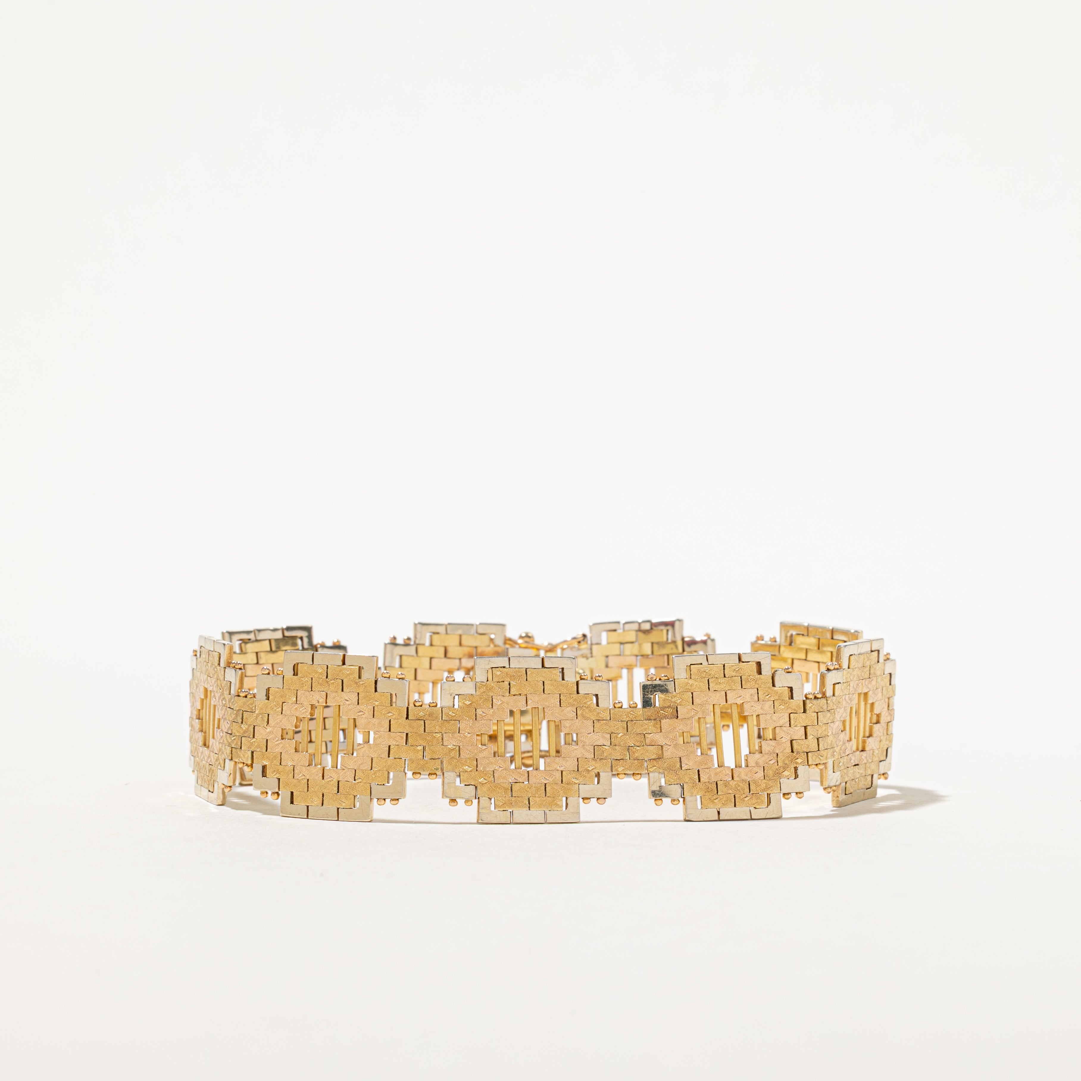 18k White, Yellow & Rose Gold Pixel Bracelet | 8"