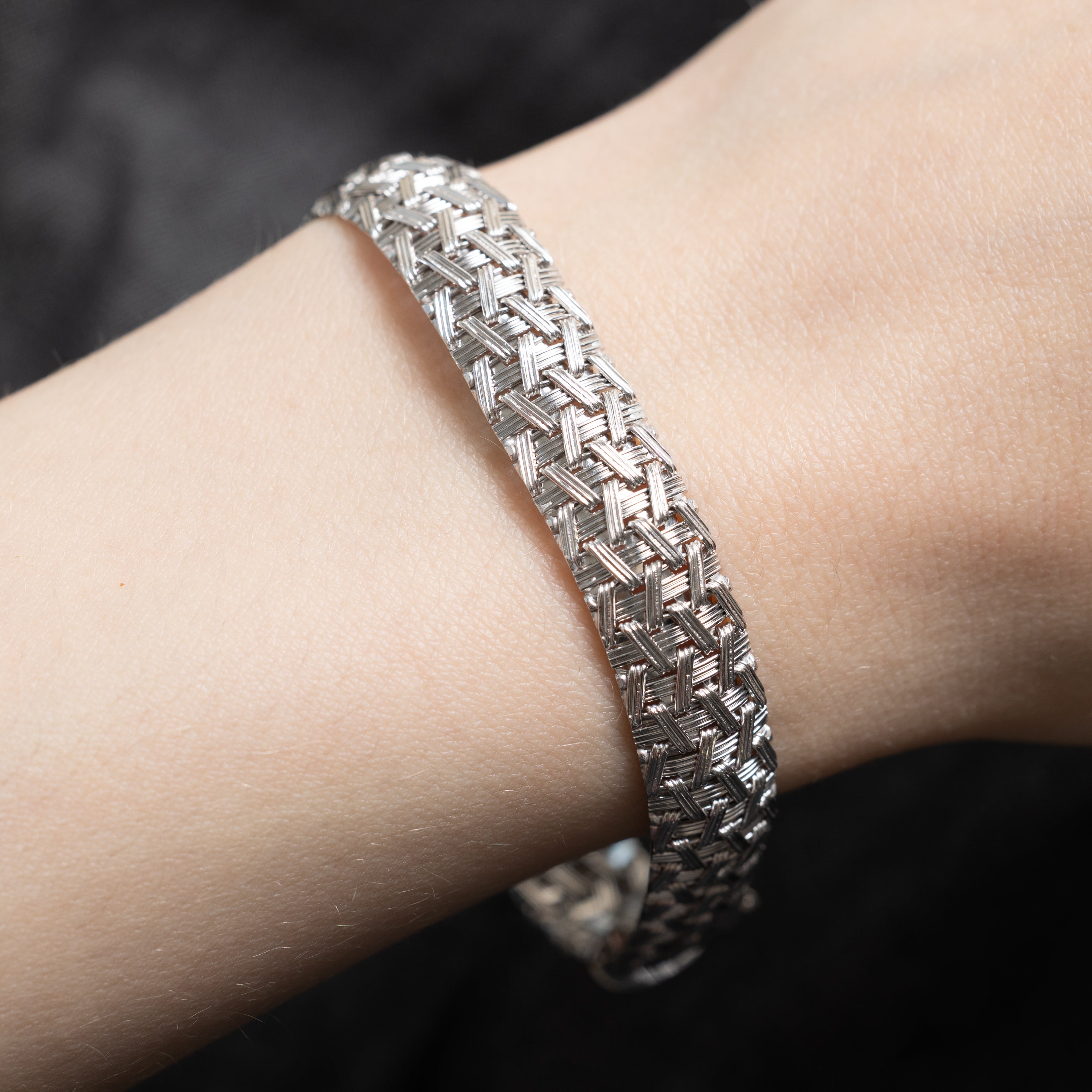 14k White Gold Woven Bracelet | 7.5"