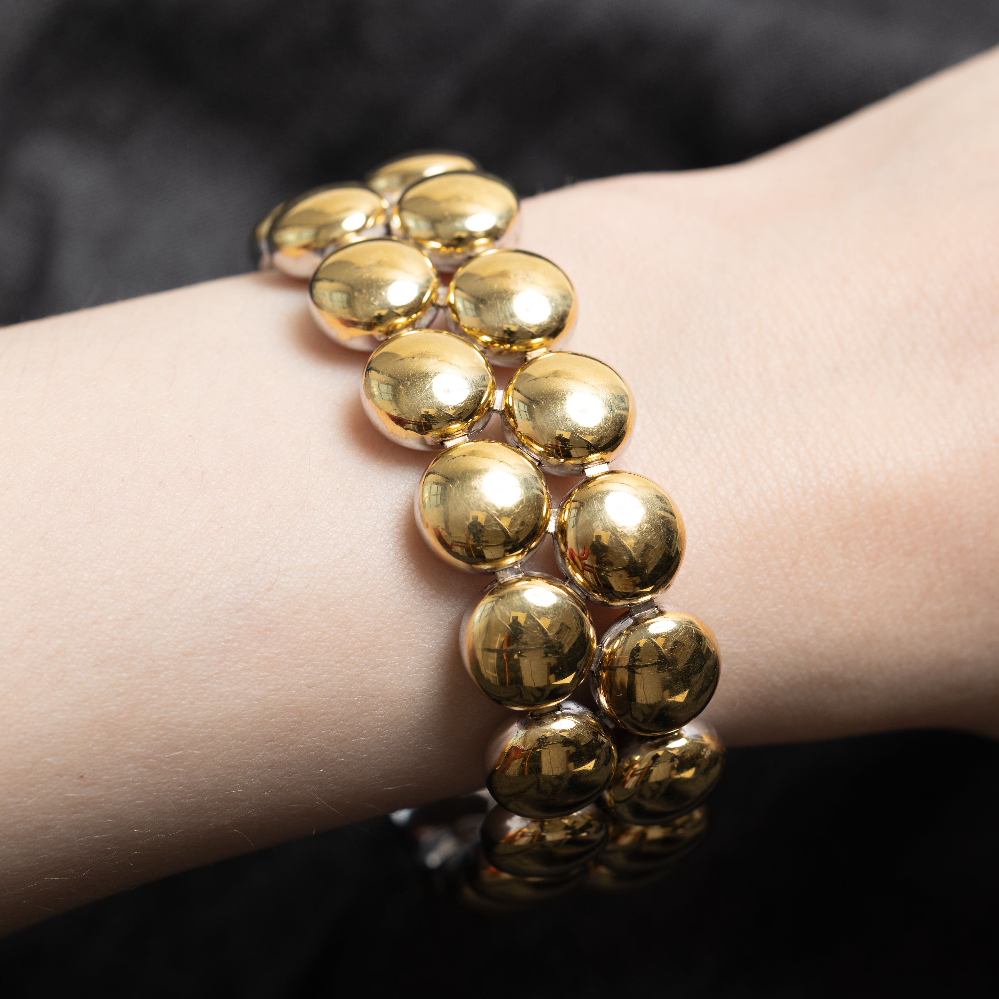 18k White & Yellow Gold Reversible Bauble Bracelet | 6.5"