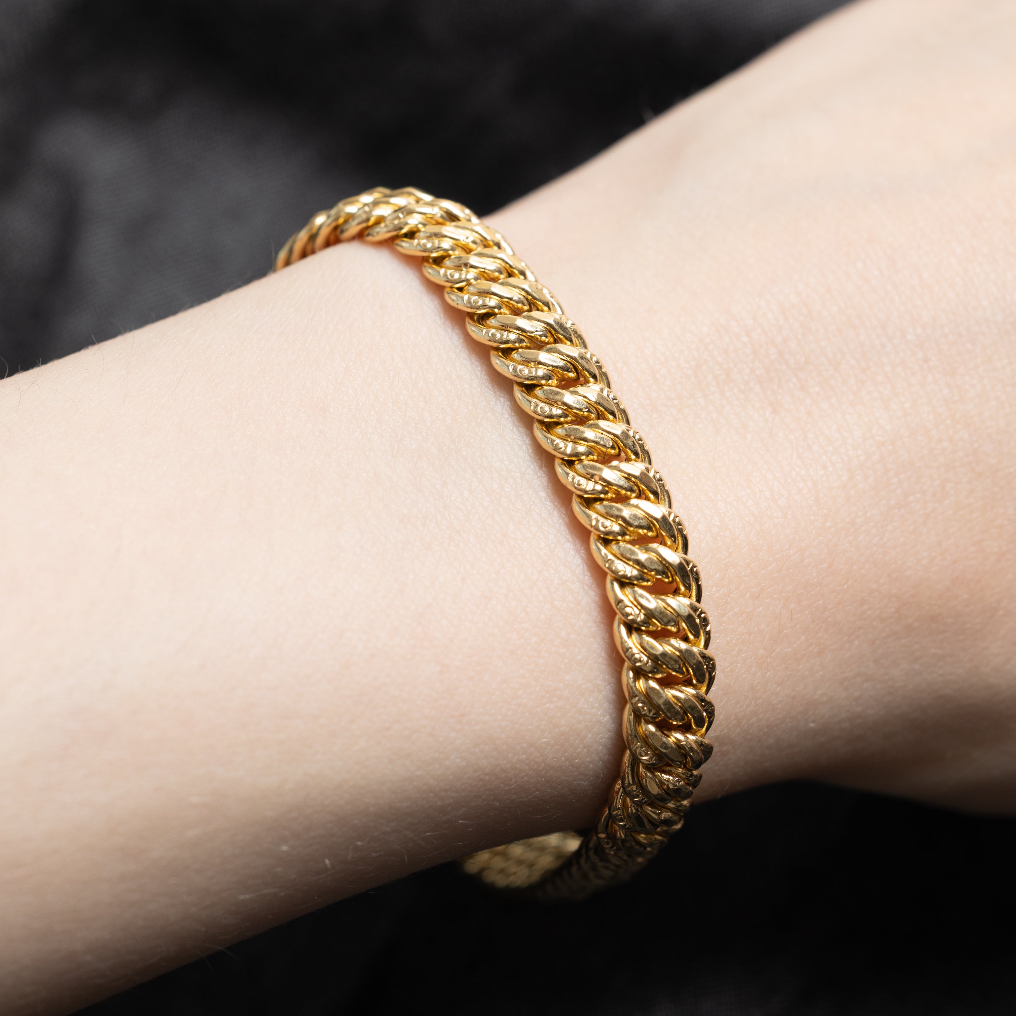 18k Yellow Gold Fancy Double Link Bracelet | 7"