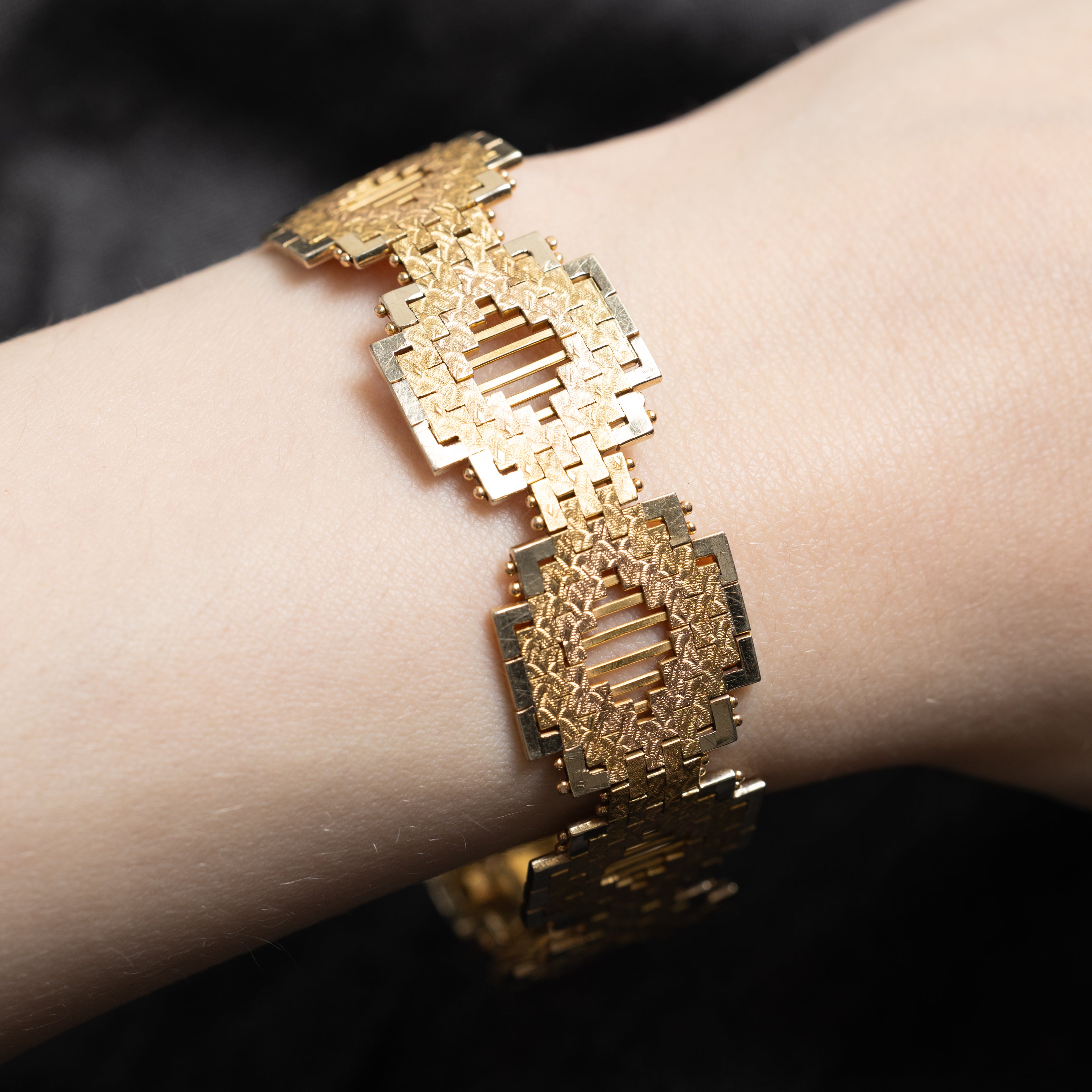 18k White, Yellow & Rose Gold Pixel Bracelet | 8"