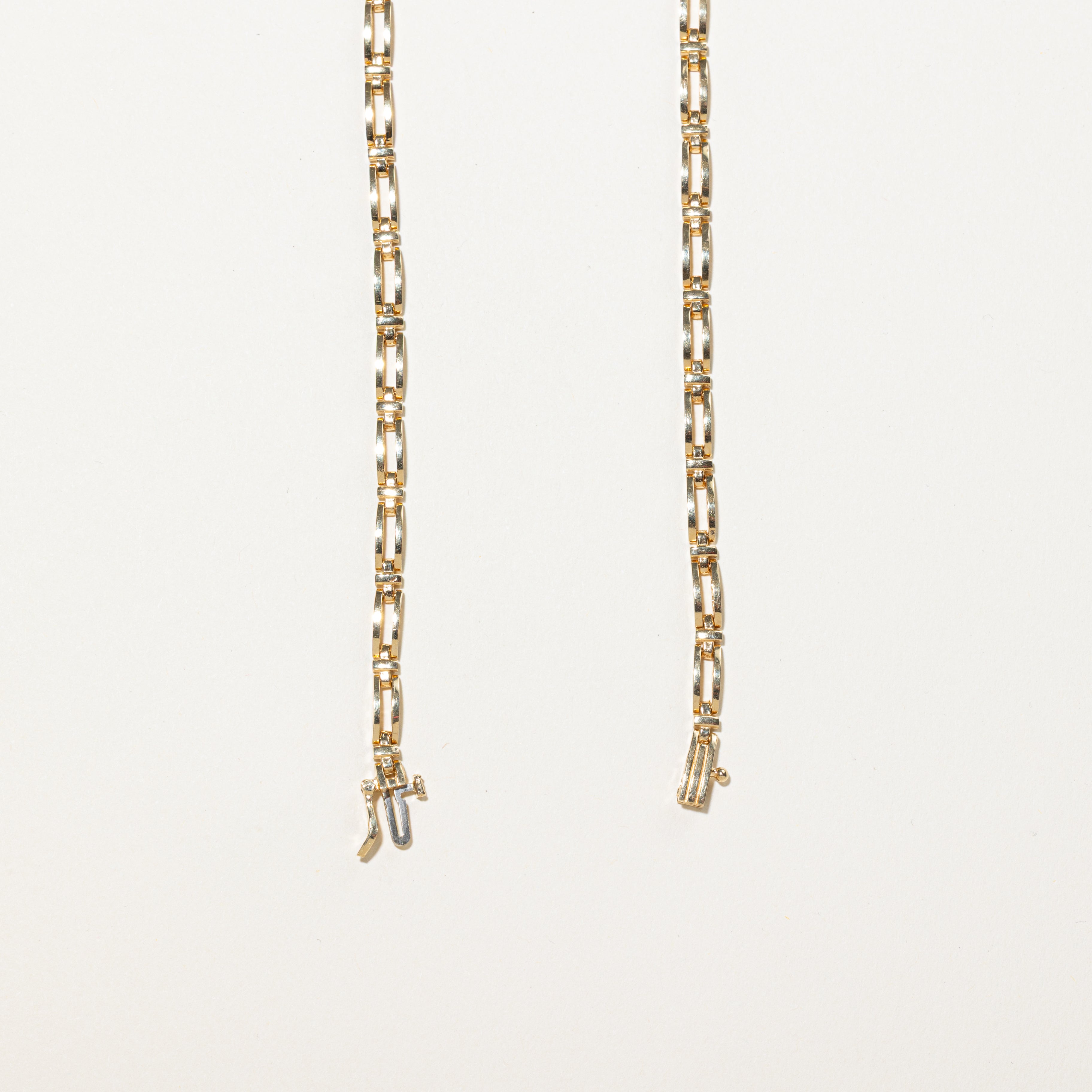 Yellow Gold Diamond Rectangle Link Necklace | 1.26ctw | 16"