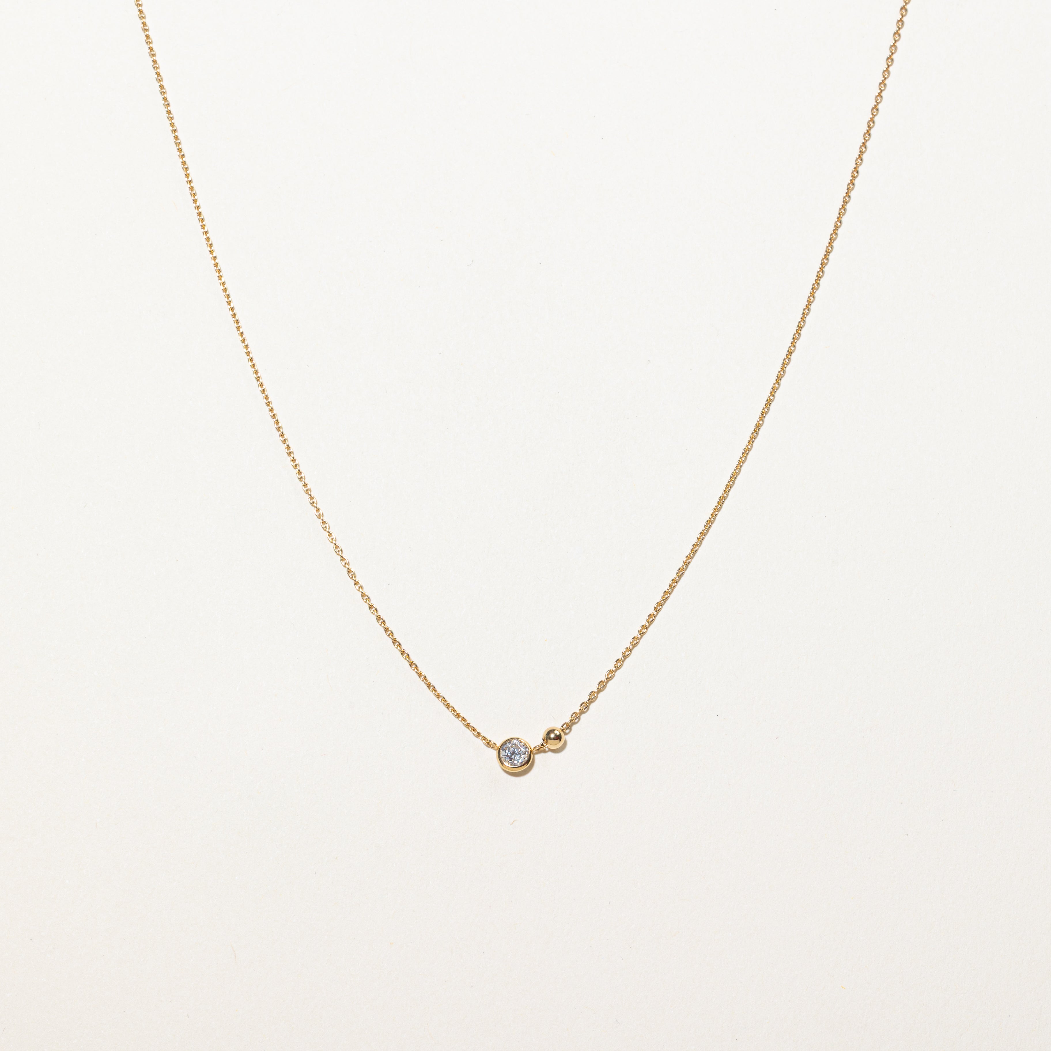 18k Bezel Set Diamond Pendant Necklace | 0.23ct | 26"