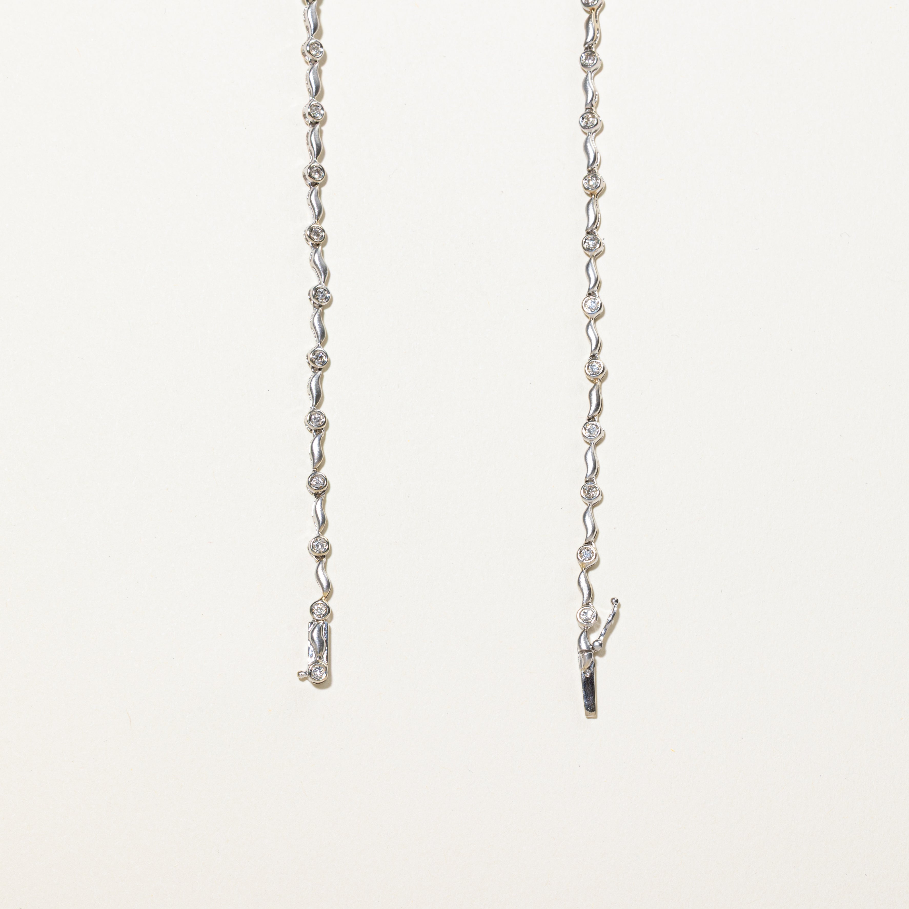 White Gold Diamond Swirl Link Tennis Necklace | 0.96ctw | 17"