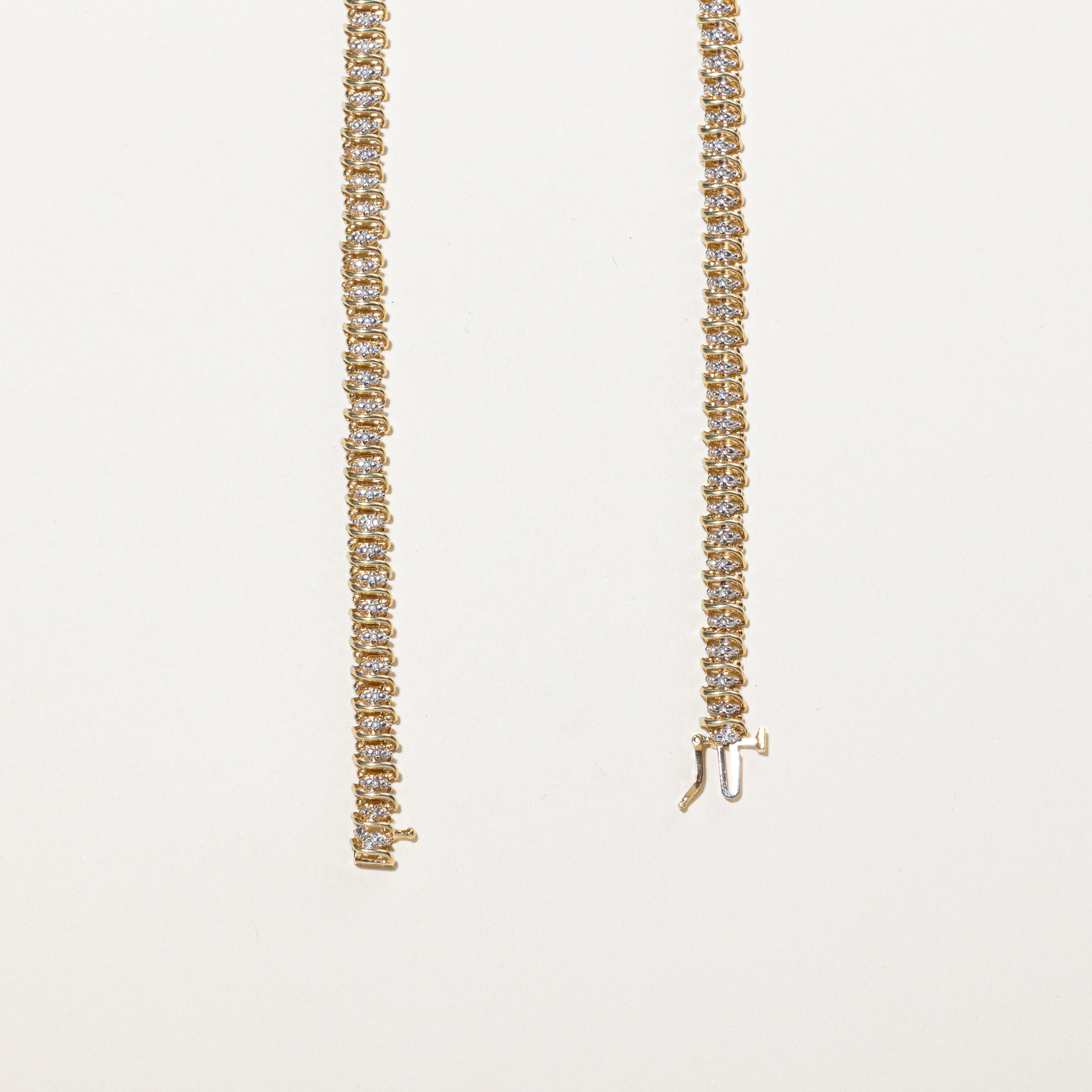 Yellow Gold Diamond Swirl Tennis Necklace | 4.88ctw | 18.5"