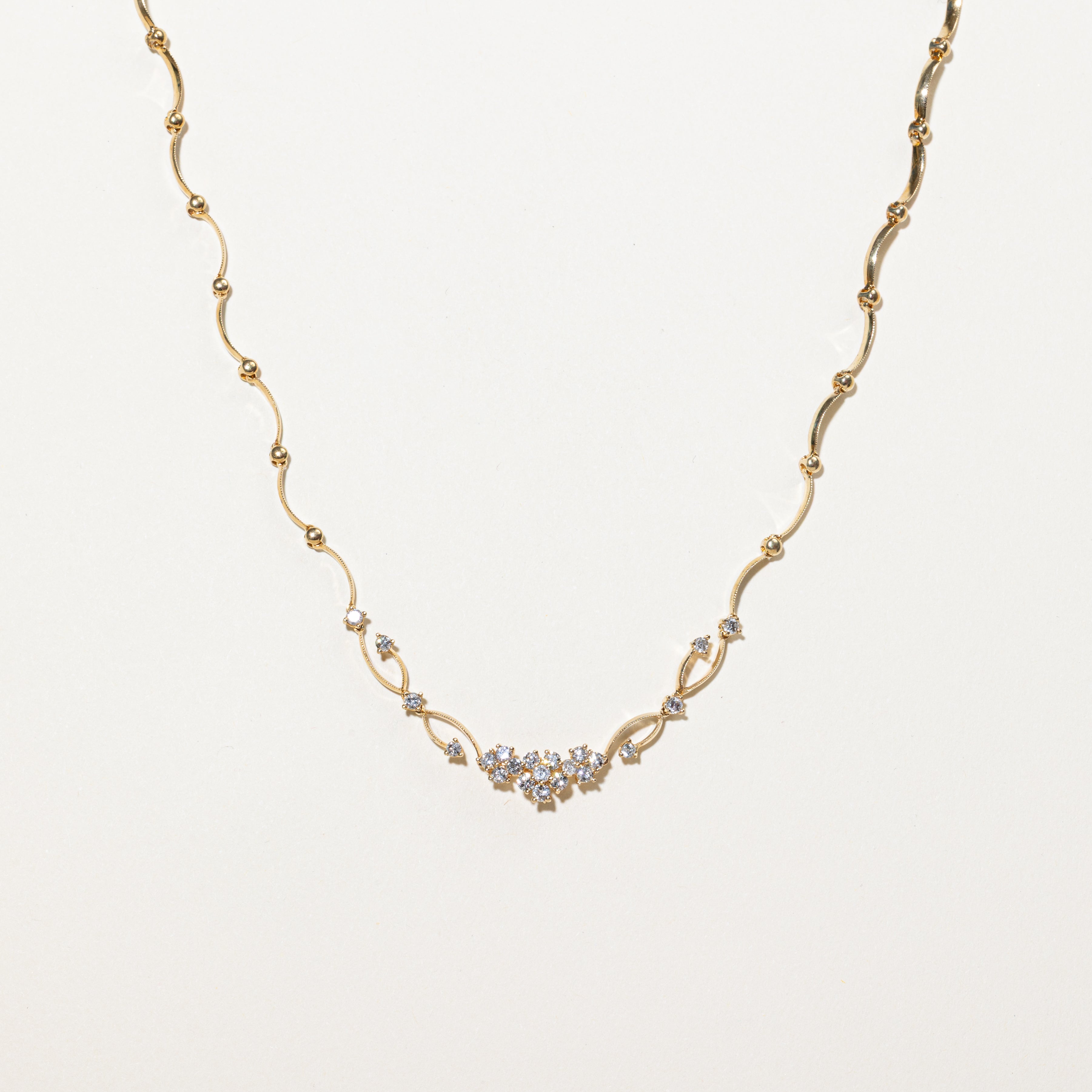 Diamond Cluster Pendant Scalloped Necklace | 0.83ctw | 20"